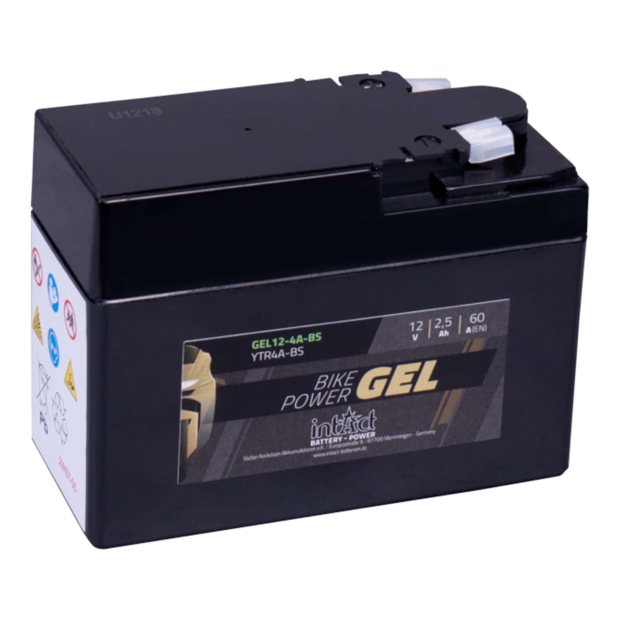 intAct Bike-Power GEL GEL12-4A-BS - Gel Motorradbatterie YTR4A-BS - 12V, 2Ah, 60A