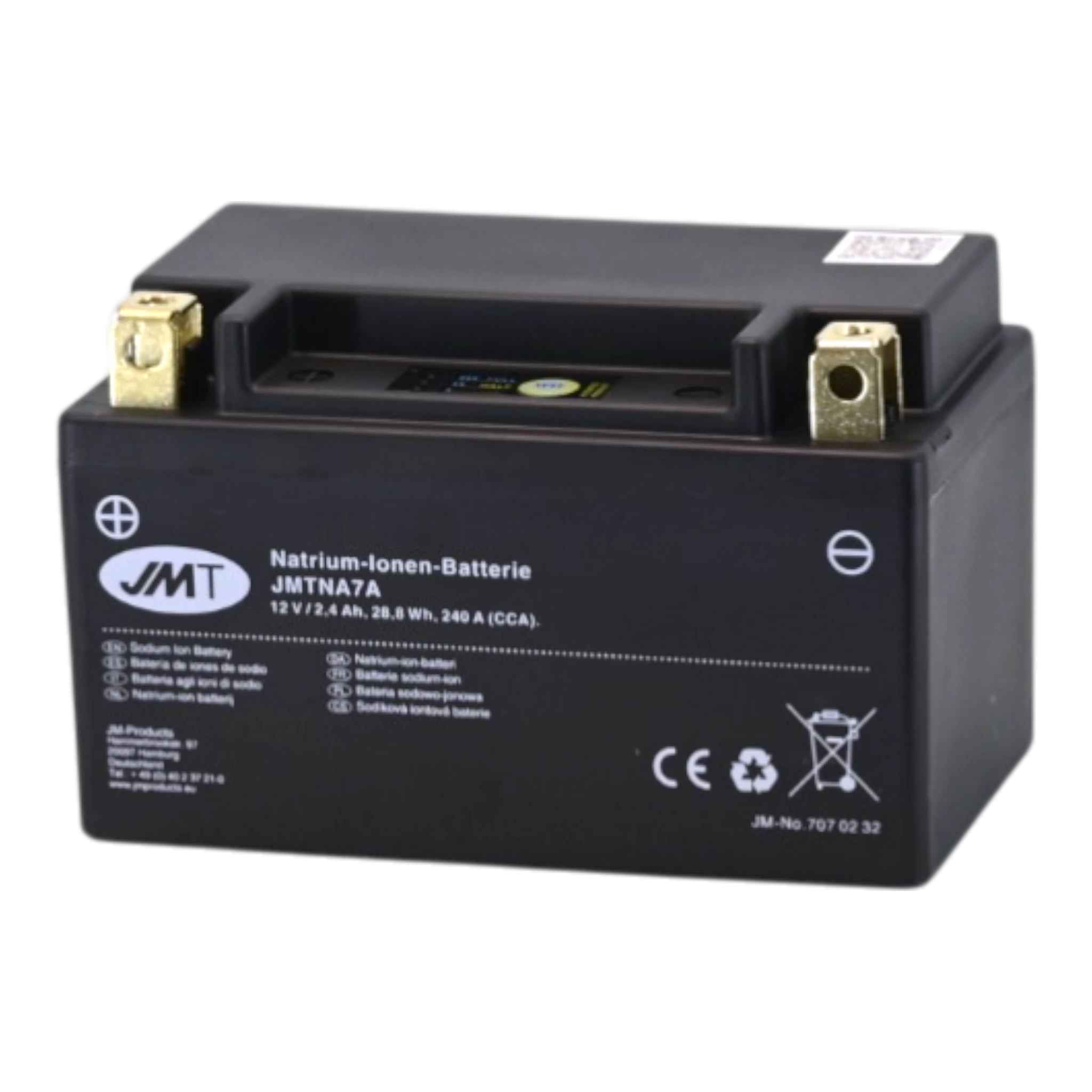 JMT JMTNA7A Natrium Motorradbatterie 12V 2,4Ah 240A Ladung selbst bei Tiefenentladung