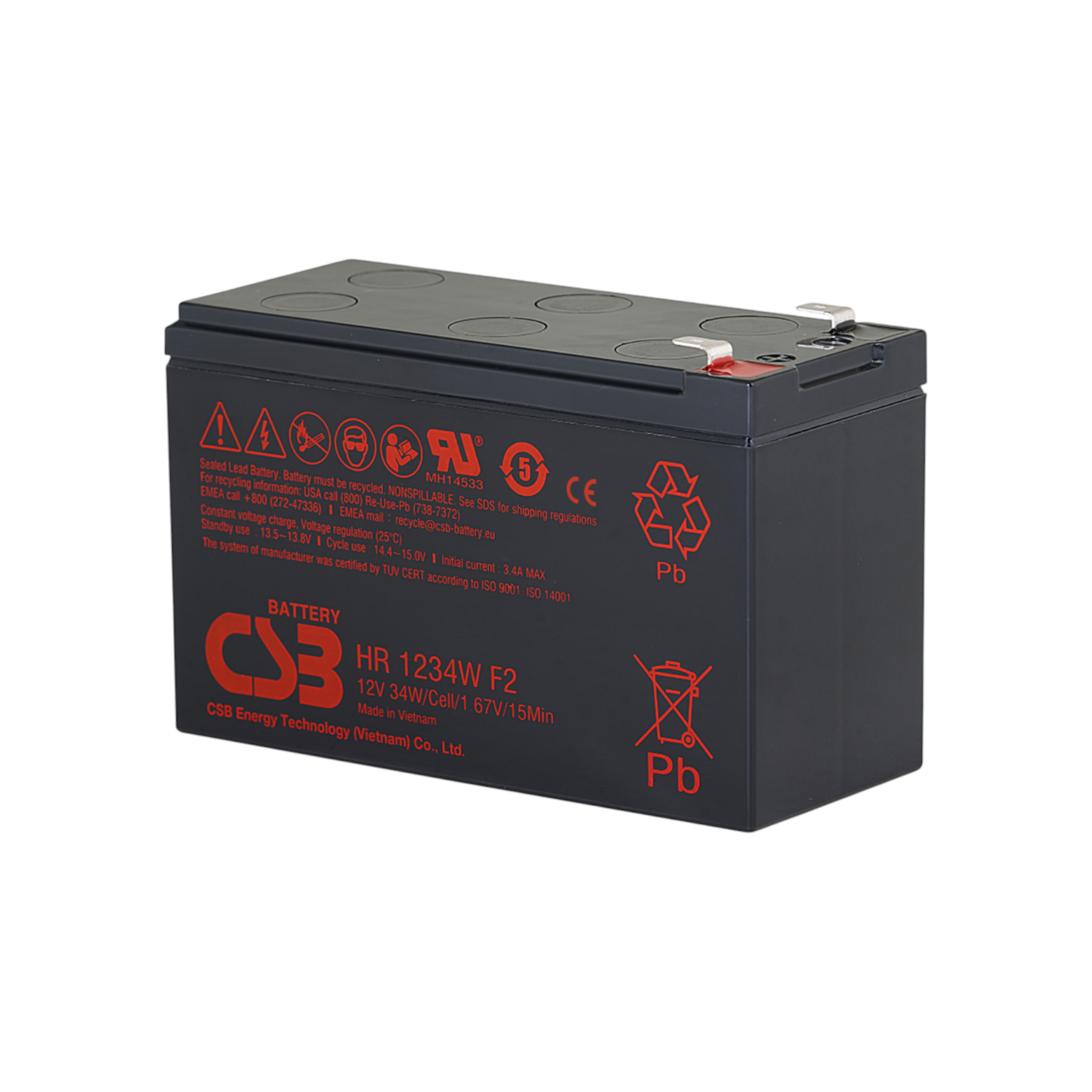 CSB HR1234W F2 Hochstrom AGM Akku Pb 12V 9Ah