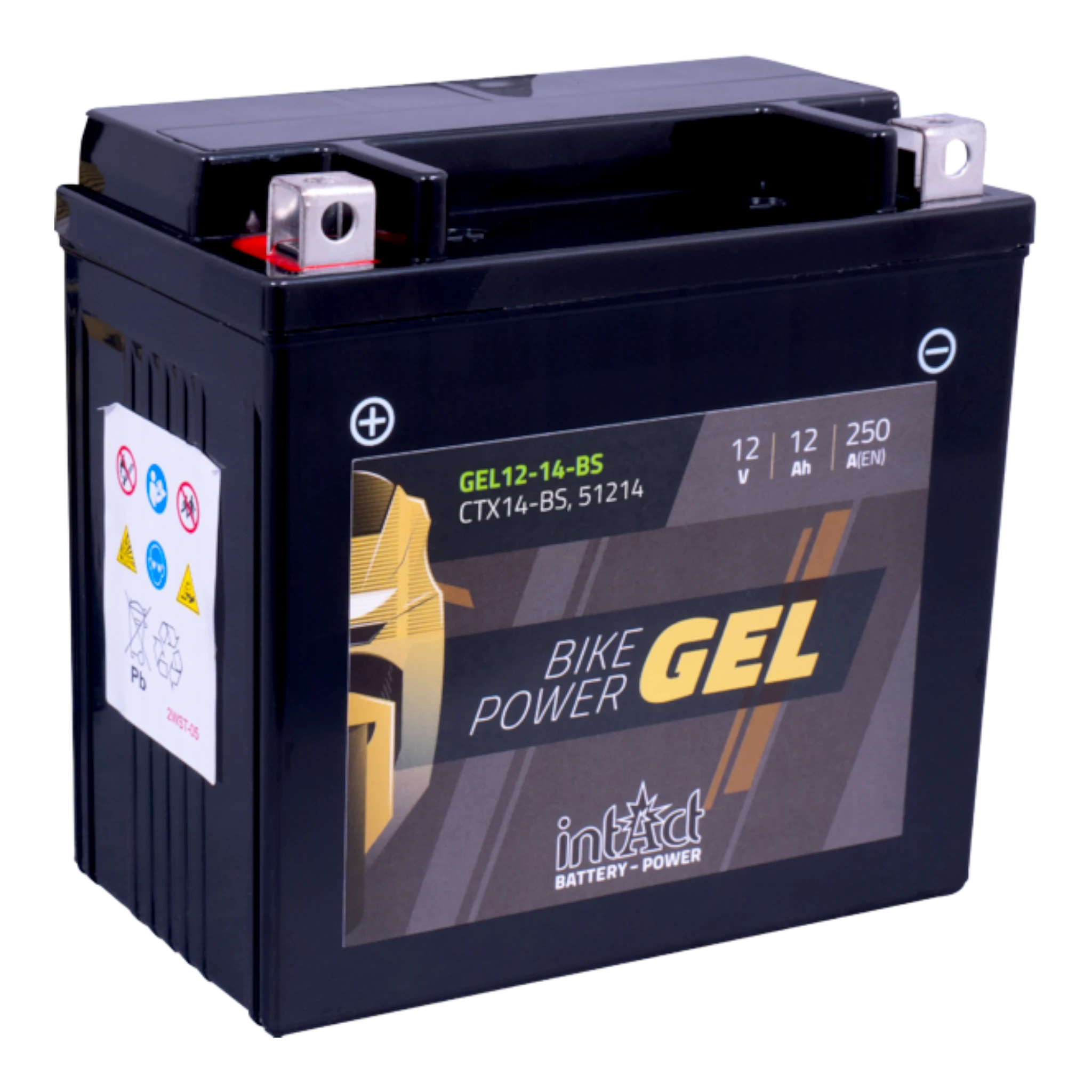 intAct Bike-Power GEL GEL12-14-BS - Gel Motorradbatterie YTX14-BS - 12V, 12Ah, 250A