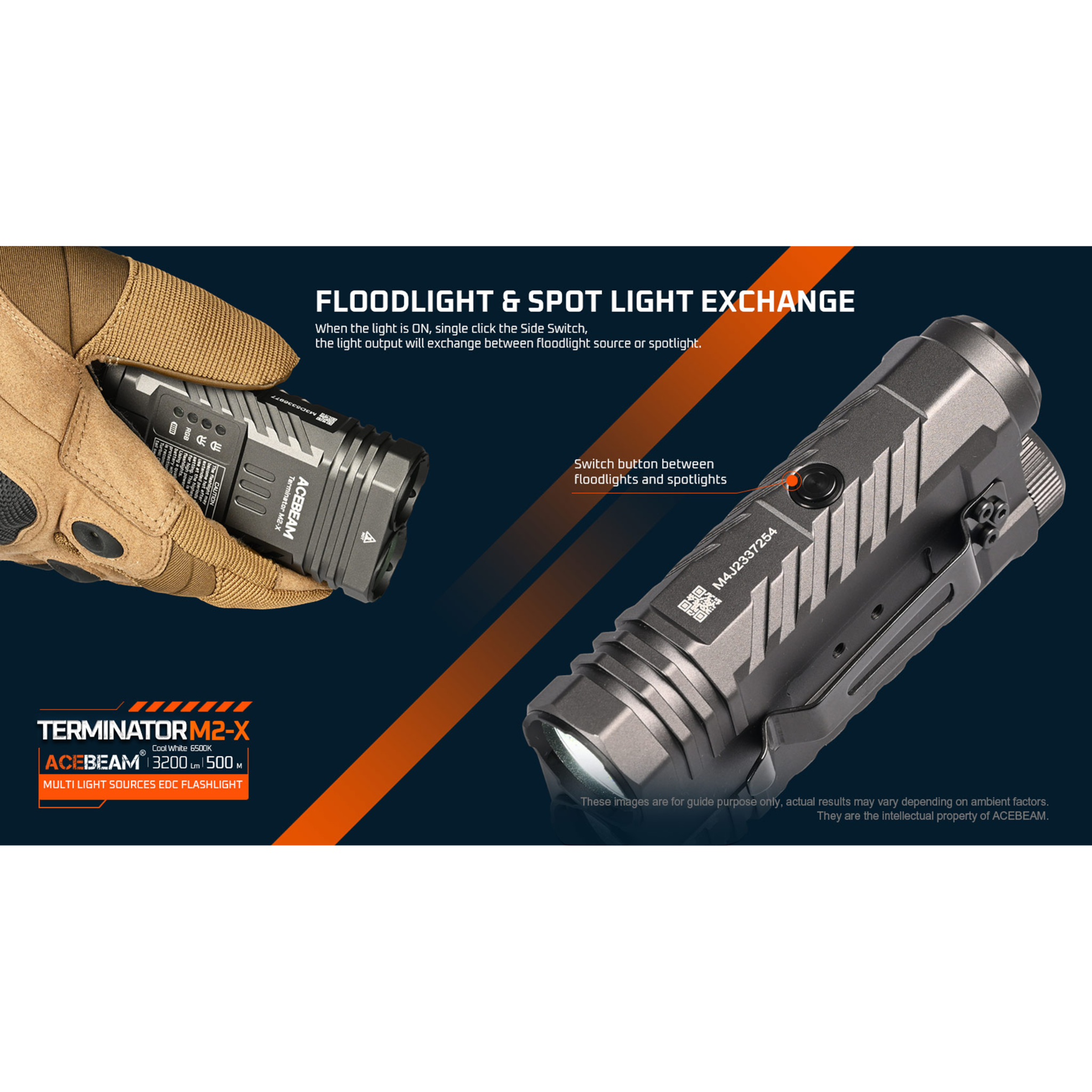 ACEBEAM Terminator M2-X LED-Taschenlampe  mit 3.200 Lumen, kaltweiß 6.500K grün