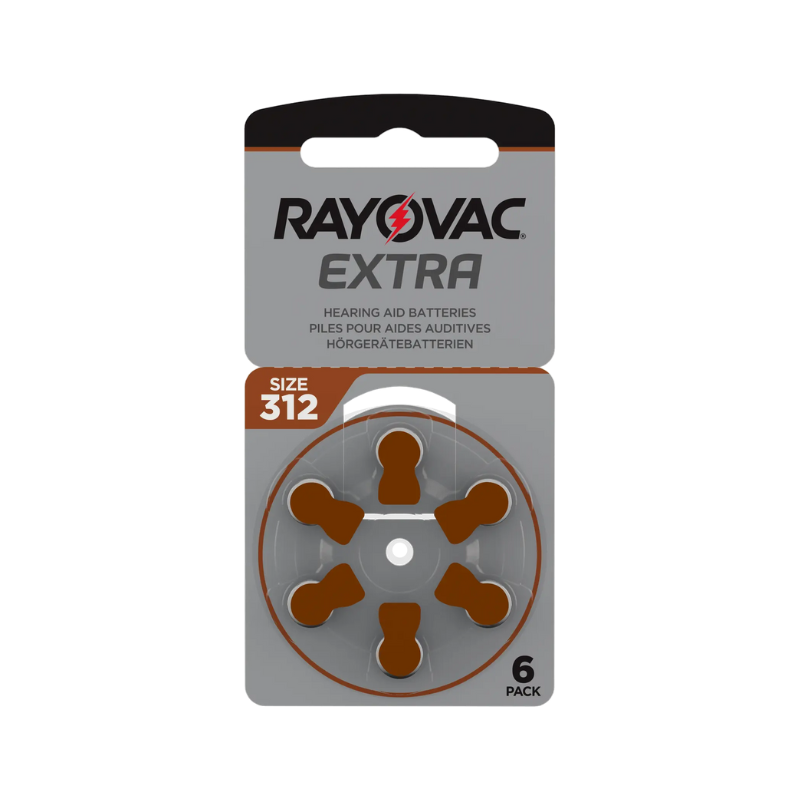Rayovac Hearing Aid 312 Hörgerätebatterie im 6er Blister 1,4V Zink-Luft 180mAh