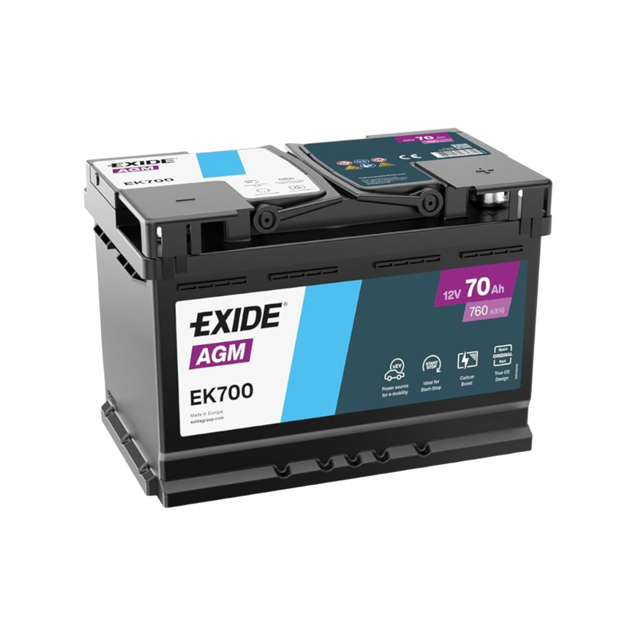 EXIDE EK700 AGM Starterbatterie  12V 70Ah (C20) 760A(EN)