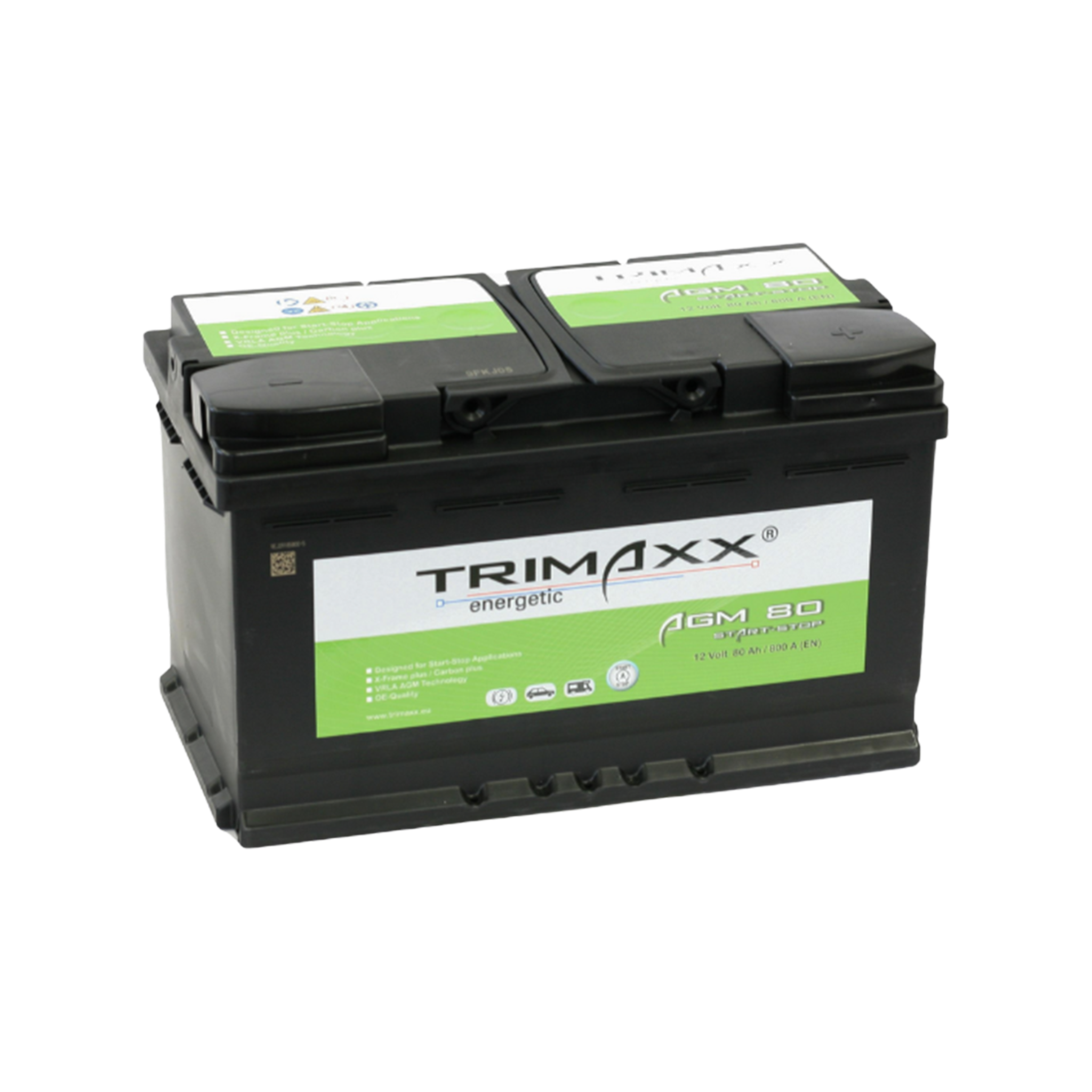 TRIMAXX energetic "Professional Start-Stop  AGM" AGM 80 Starterbatterie 12V 80Ah/C20 - 800A(EN)