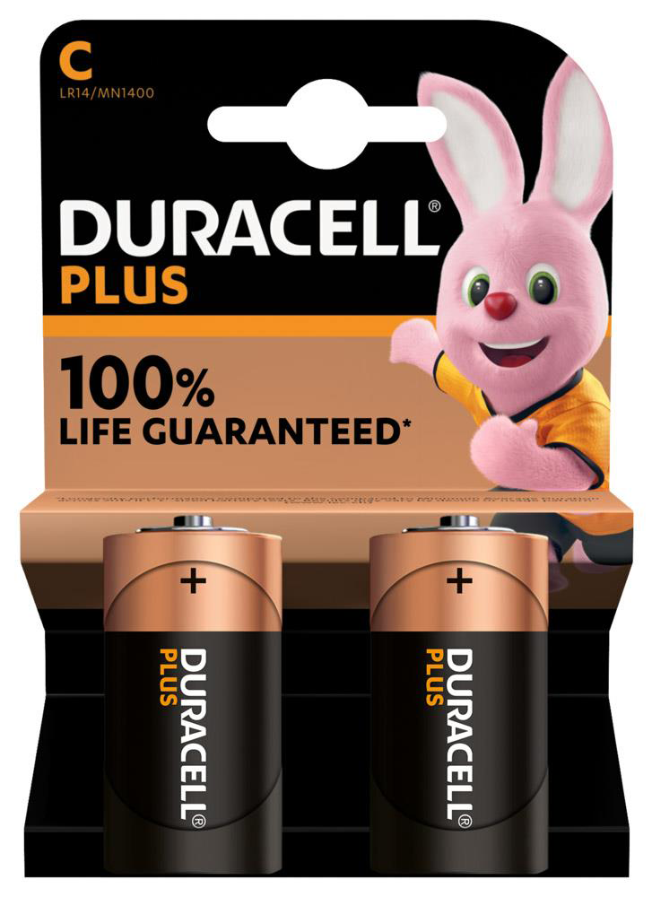 DURACELL Plus 100% Power  MN1400-K2 Blister á 2 Stk. Alkaline Batterie 1,5V LR14 C Baby