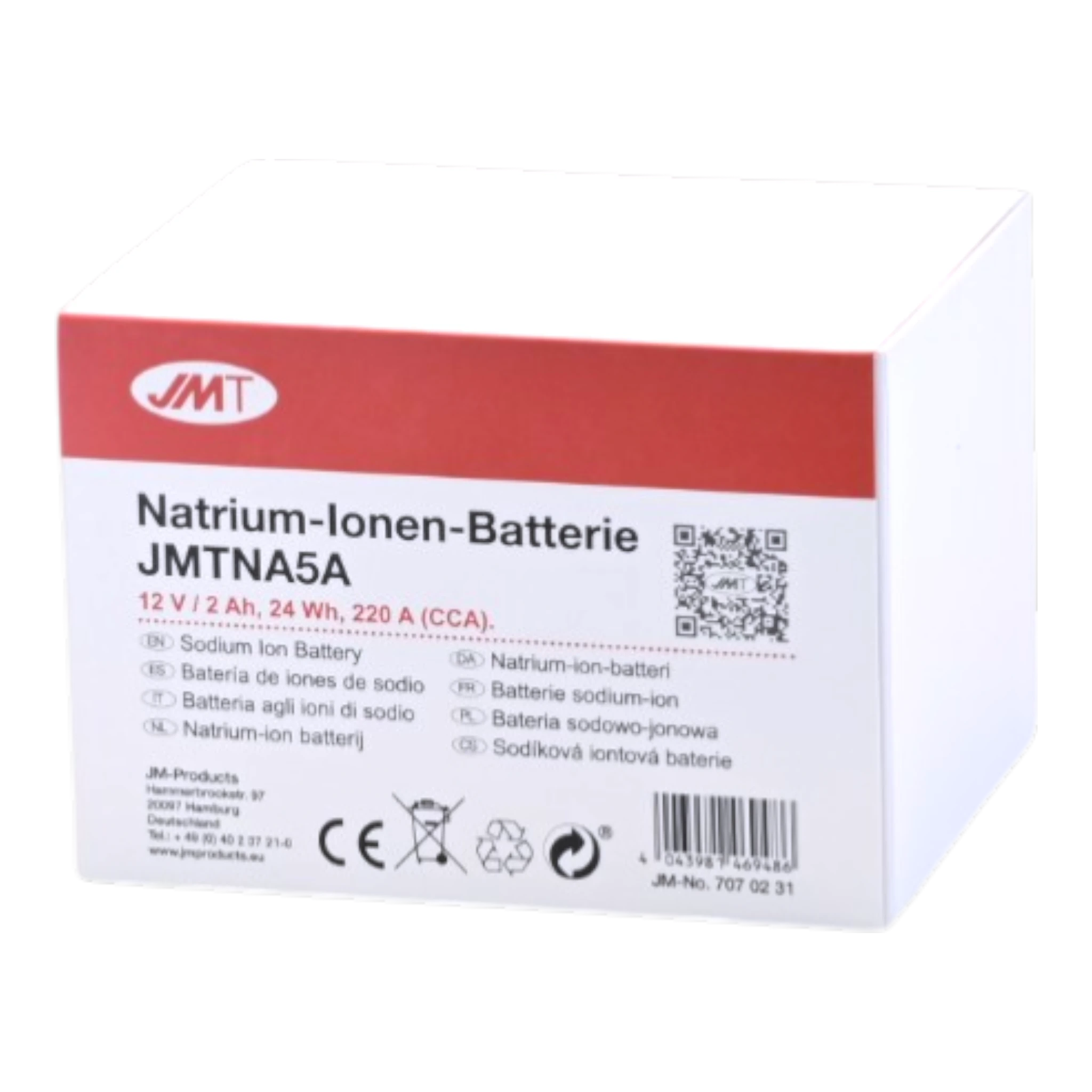 JMT JMTNA5A  Natrium Motorradbatterie 12V 2Ah 220A Ladung selbst bei Tiefentladung inkl. 4 Schaumstoffblöcken zum Anpassen der Maße