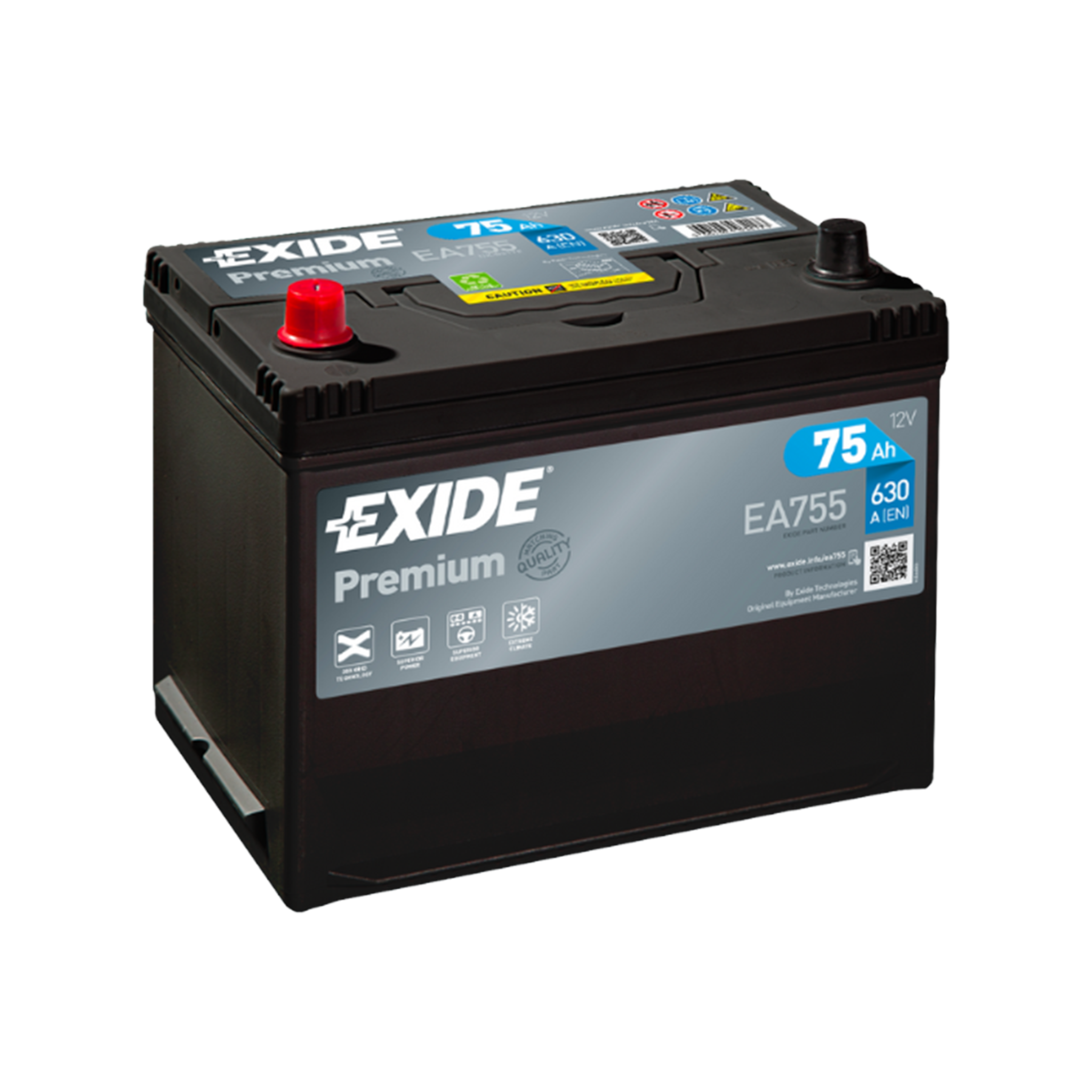 EXIDE Premium EA755 Pb Starterbatterie  12V 75 Ah/C20 - 630A(EN)
