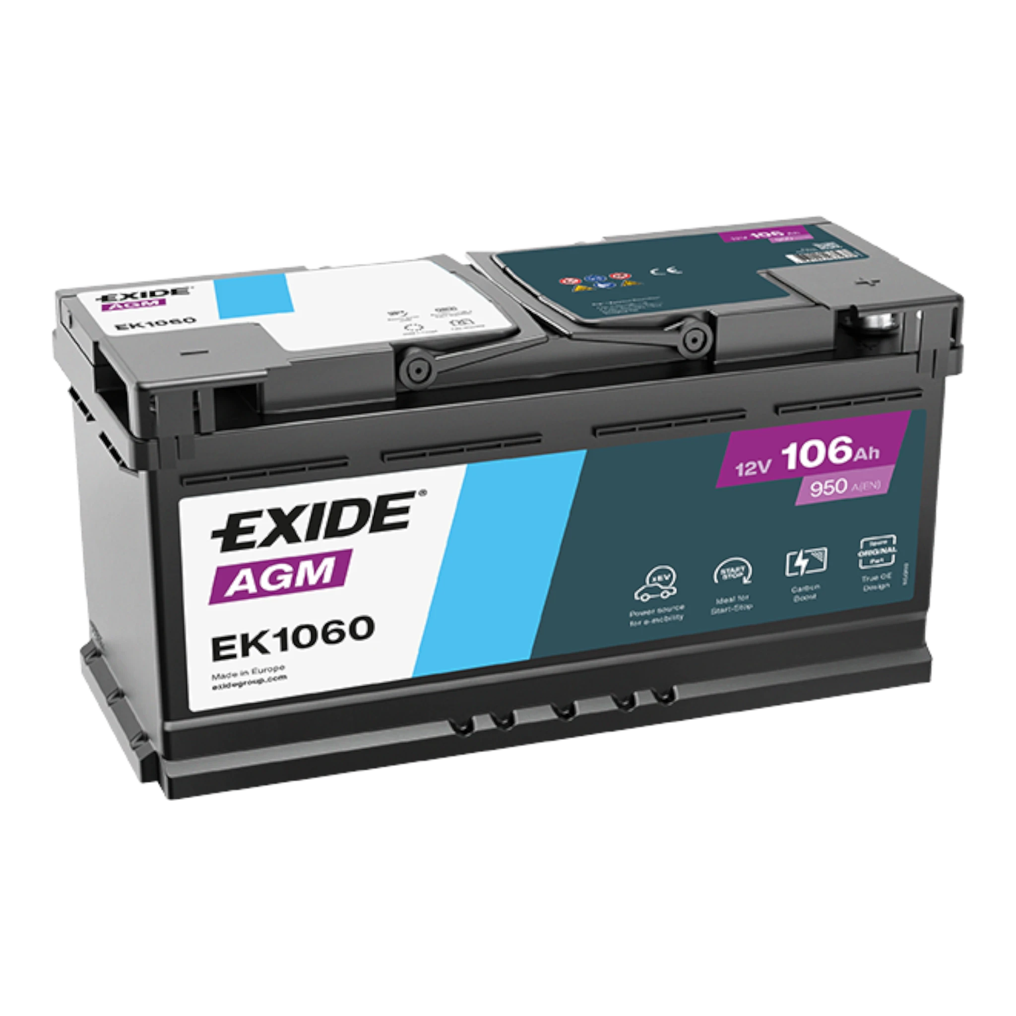 EXIDE EK1060 AGM Pb Starterbatterie  12V 106Ah/C20 - 950A(EN)