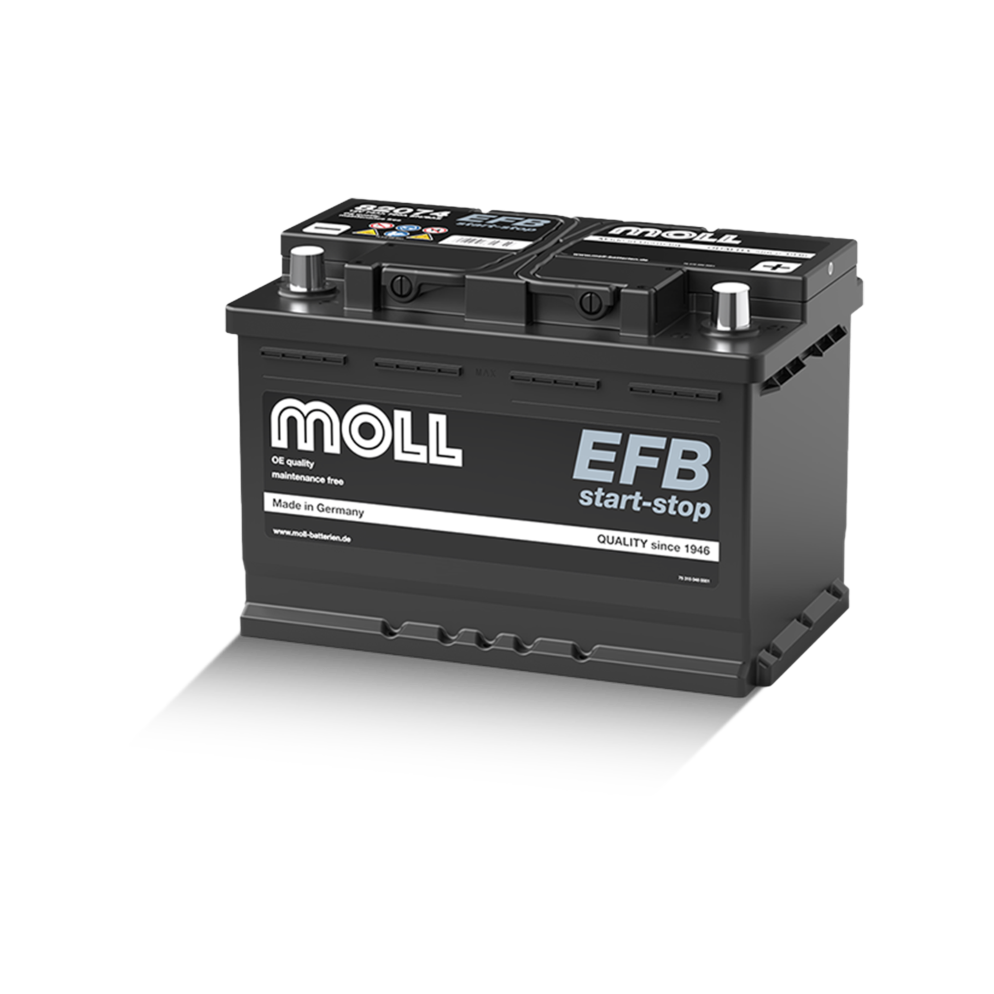 MOLL 82074  EFB start-stop "MADE IN GERMANY" Starterbatterie  12V 74Ah(20h) 720A(EN)