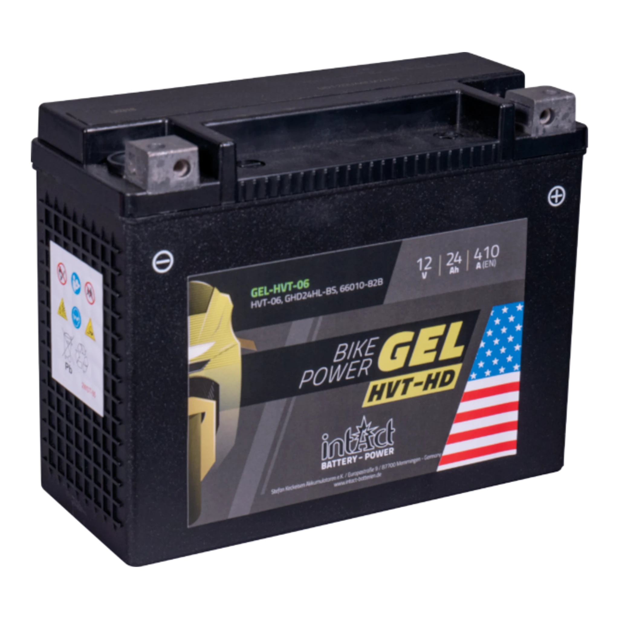 intAct Bike-Power GEL HVT-HD GEL-HVT-06 - GEL Motorradbatterie 66010-82B - 12V, 24,00Ah, 410A Extrem rüttelfest