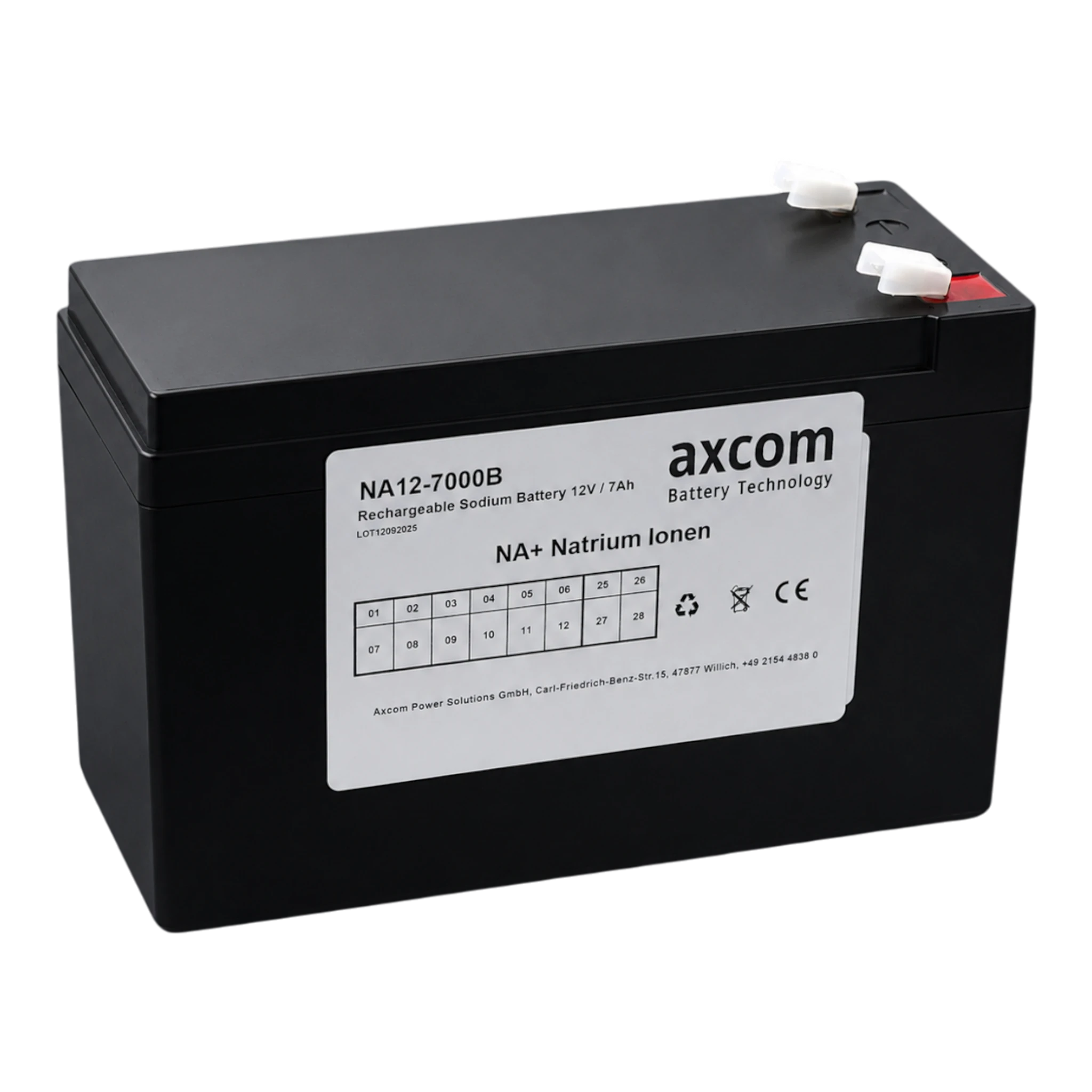 Axcom Natrium Ionen Akku NA12-7000B 12V 7Ah mit 6,3mm Steckkontakten