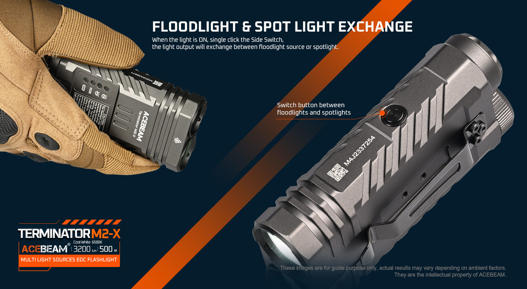ACEBEAM Terminator M2-X LED-Taschenlampe mit 3.200 Lumen, kaltweiß 6.500K