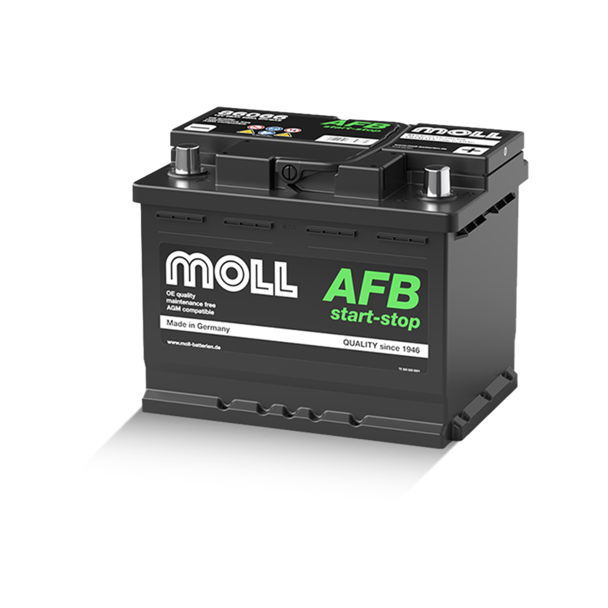 MOLL 86066  AFB start-stop "MADE IN GERMANY" Starterbatterie  12V 66Ah(20h) 680A(EN)