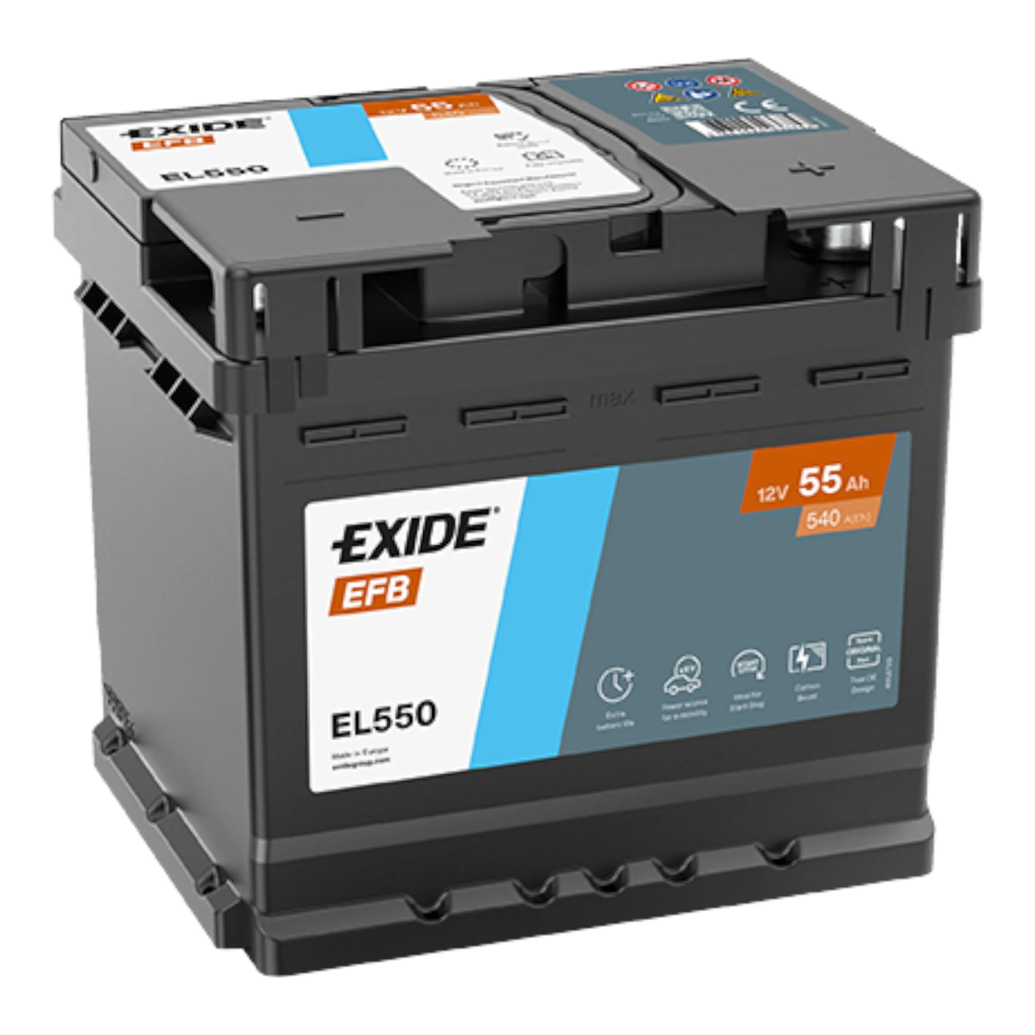 EXIDE EL550 EFB Pb Starterbatterie 12V 55Ah(C20) 480A(EN)