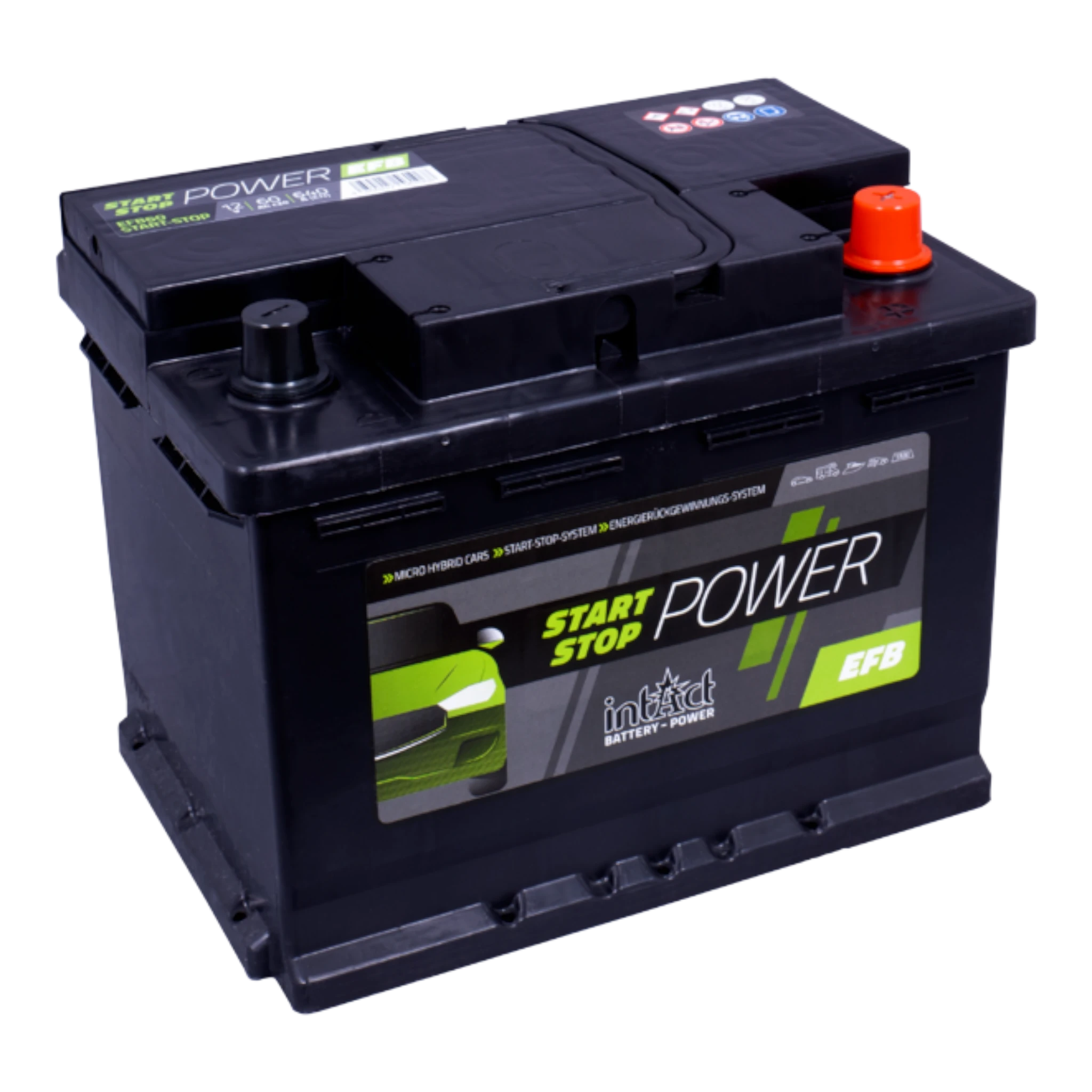 intAct Start-Stop-Power EFB EFB60SS - Start Stop Batterie EFB 12V, 60Ah, 640A