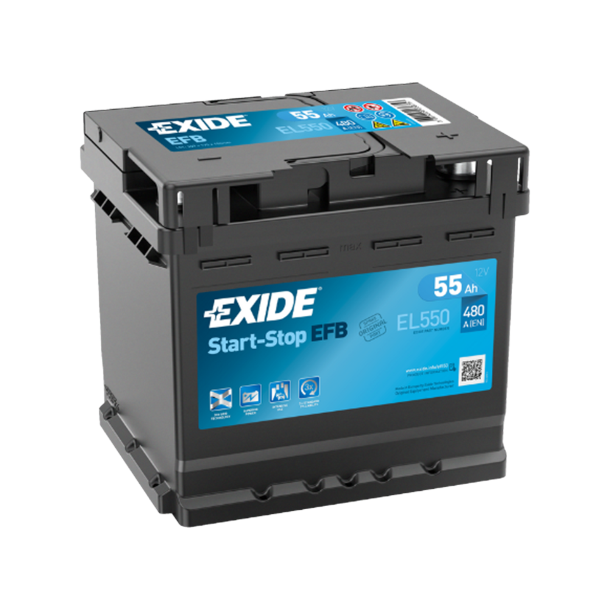 EXIDE EL550 EFB Pb Starterbatterie 12V 55Ah(C20) 480A(EN)