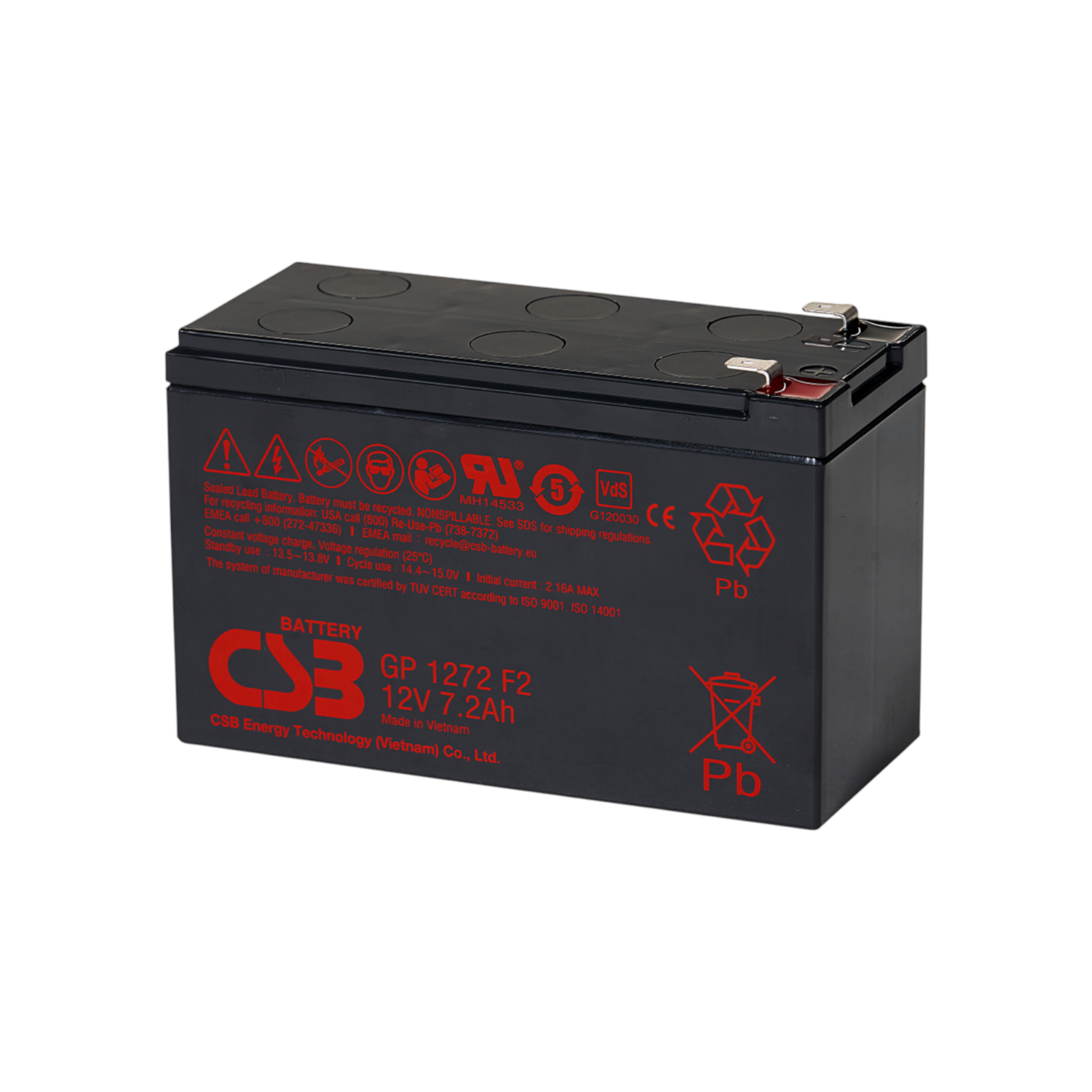 CSB GP1272F2 VDS AGM Akku Pb 12V 7,2Ah 6,3mm Fastonstecker