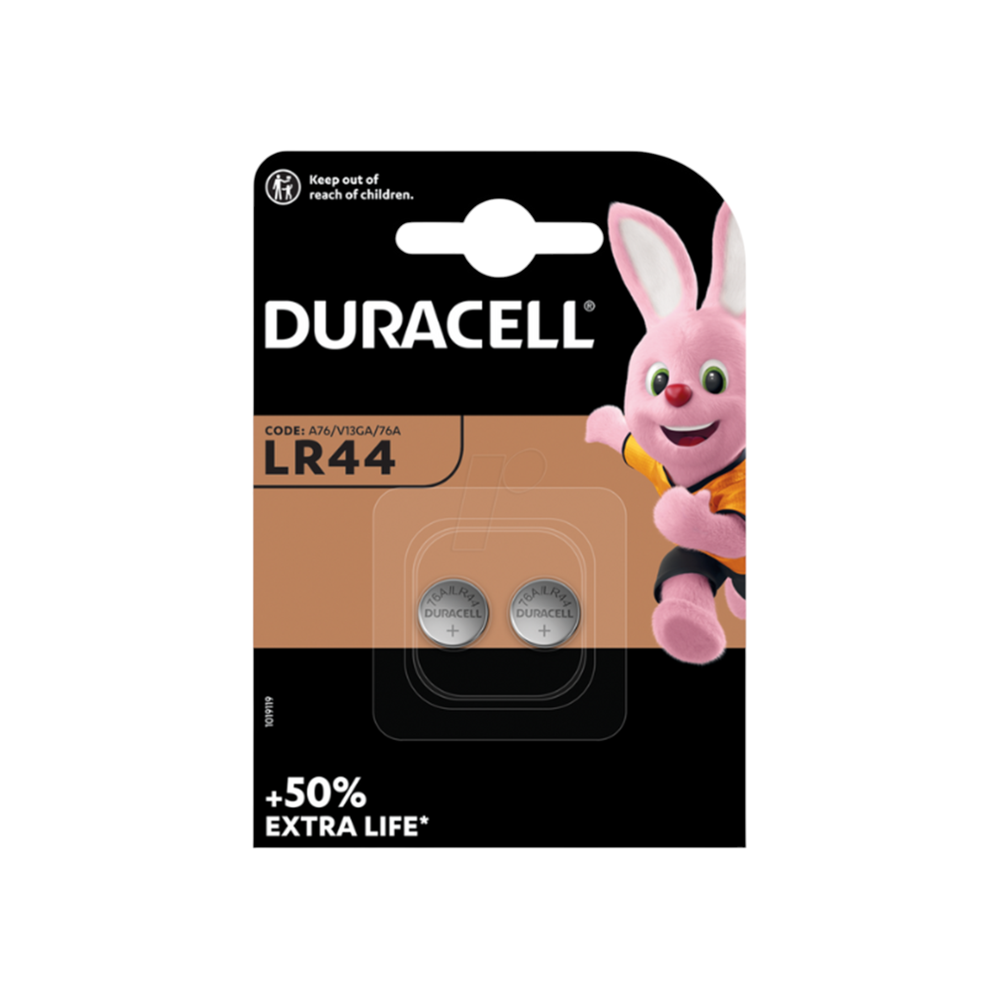 Duracell LR44 Knopfzelle Alkaline 1,5V 105mAh 2er Blister