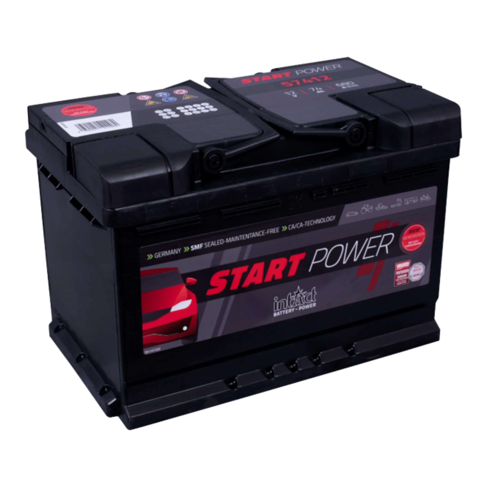 intAct Start-Power 57412 - Autobatterie 12V, 74Ah, 680A (EN)