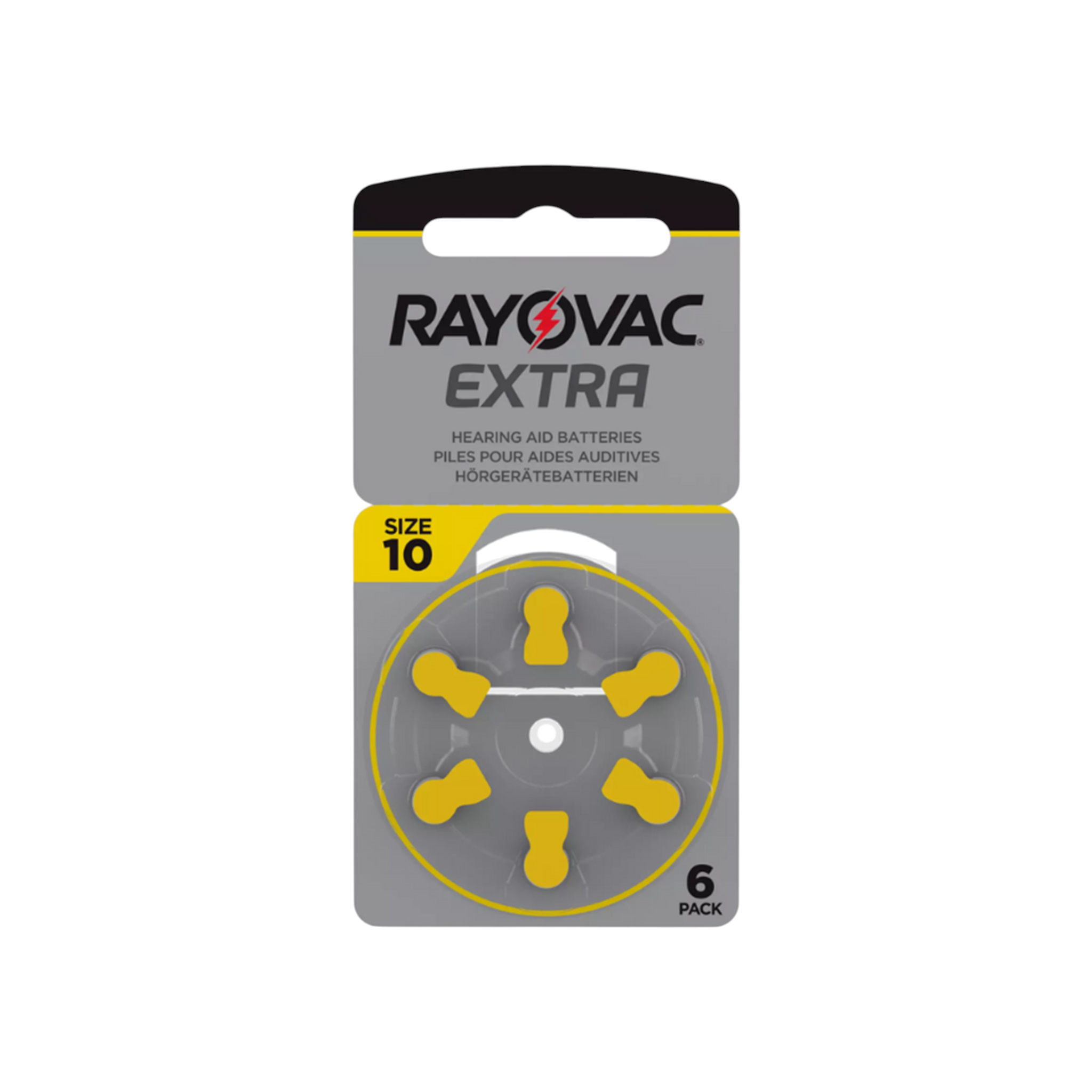 Rayovac Hearing Aid 10 Hörgerätebatterie im 6er Blister 1,4V Zink-Luft 105mAh