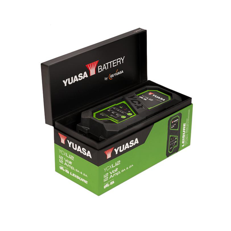YUASA Ladegerät YCXL12 Leisure 12V mit 2A/8A/12A Ladestrom IP44 Schutzklasse