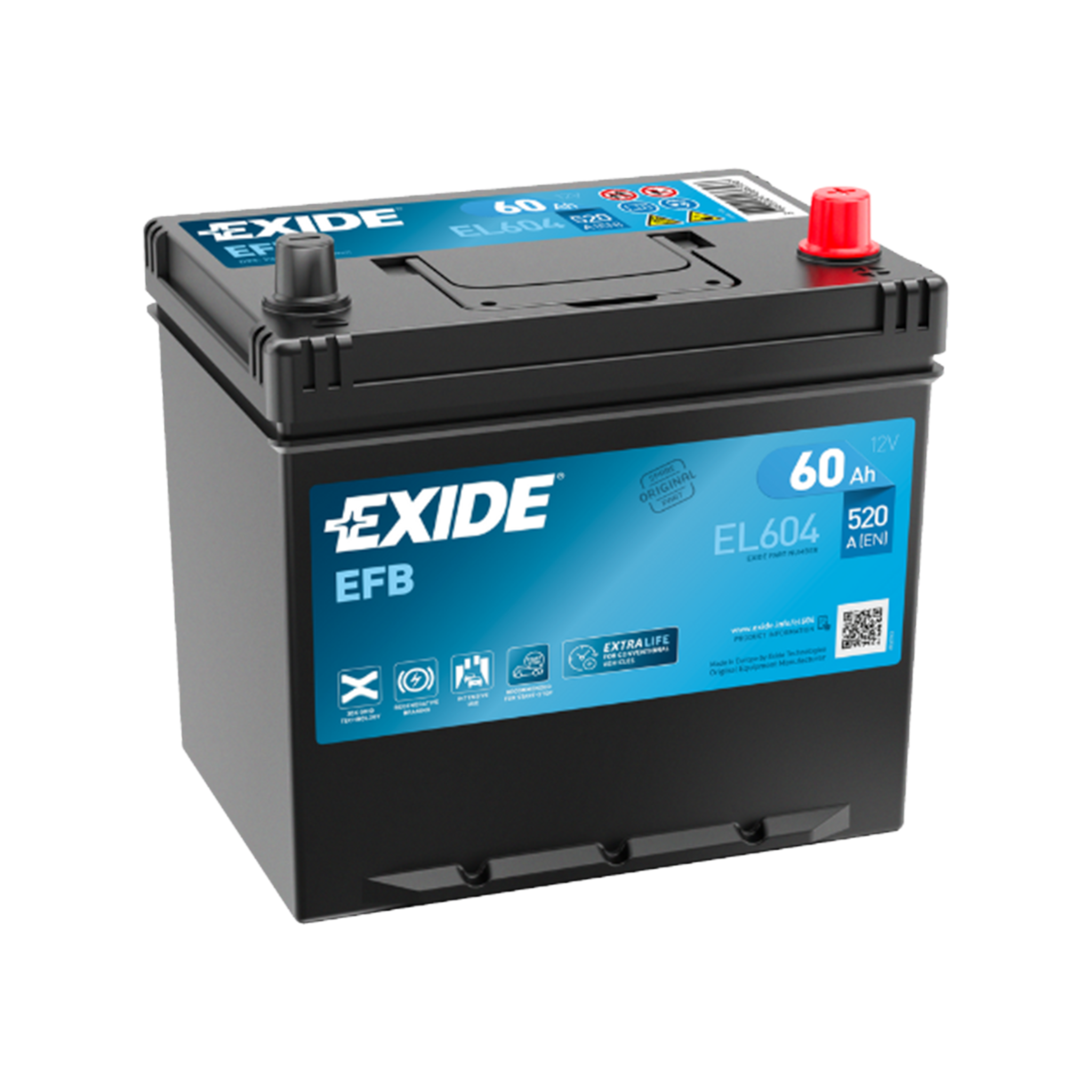 EXIDE EL604 EFB Pb Starterbatterie  12V 60Ah/C20 - 520A(EN)