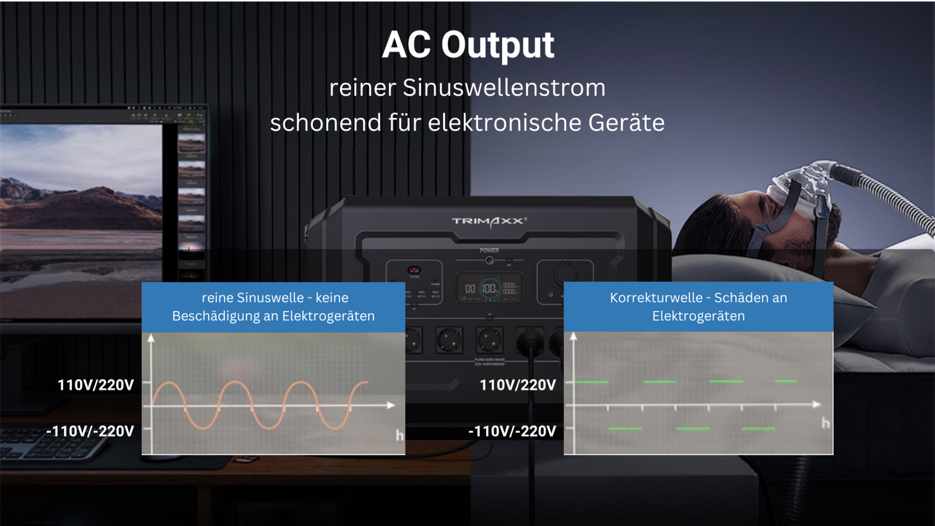 TRIMAXX PPS 3.0 Portable Powerstation  3072 Wh LiFePo4  Tragbare Stromversorgung in Kofferformat inkl. Wechselrichter bis 3600 Watt Dauerlast