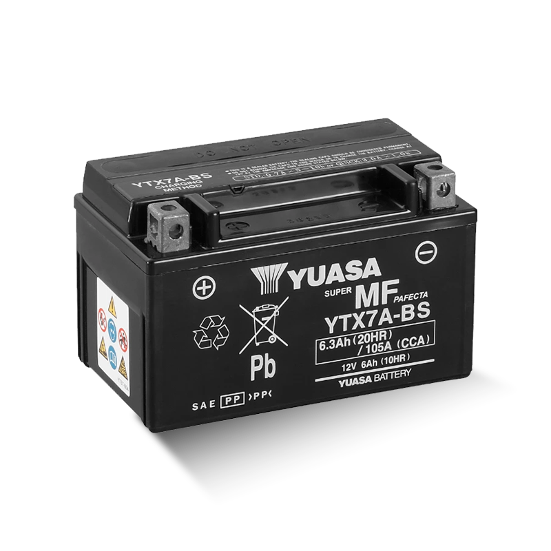 YUASA YTX7A-BS / 50615 12V 6,3Ah/C20 - 105A (EN) Motorradbatterie WF