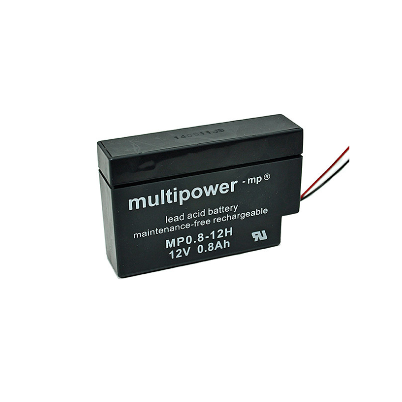 MULTIPOWER MP0.8-12HH AGM Akku Pb 12V 0,8Ah mit Heim und Haus Stecker