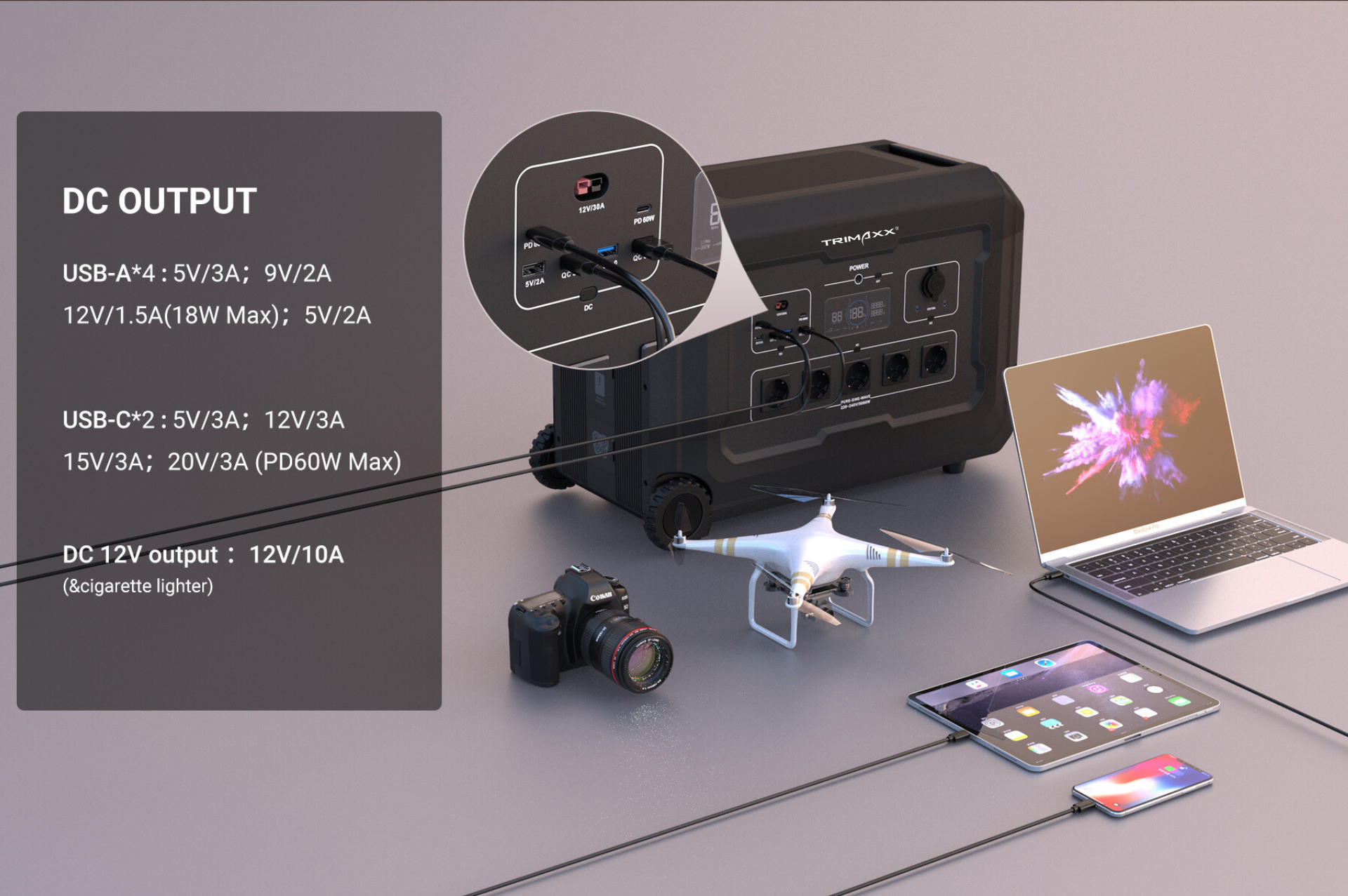 TRIMAXX PPS 5.0 professional Portable Powerstation  48V 105Ah 5040Wh LiFePo4  Tragbare Stromversorgung in Kofferformat inkl. Wechselrichter bis 5000Watt Dauerlast