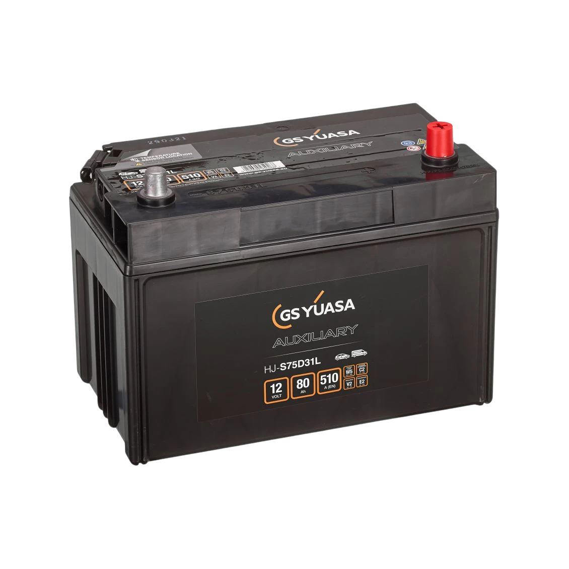 YUASA HJ-S75D31L AGM Starterbatterie 12V 80Ah 510A