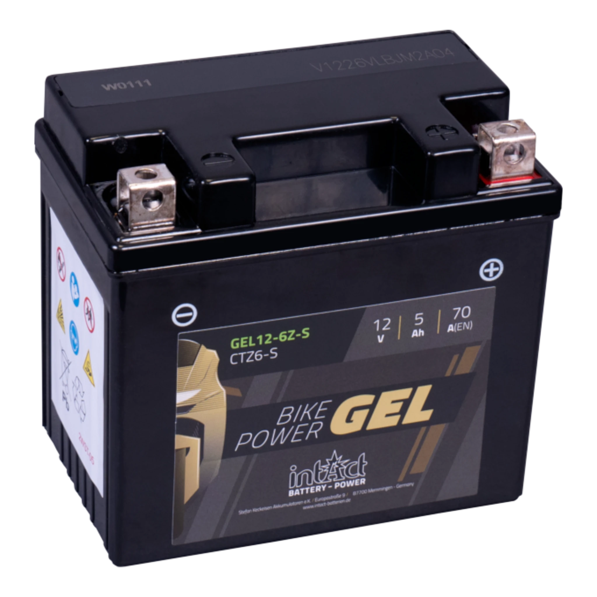 intAct Bike-Power GEL GEL12-6ZS - Gel Motorradbatterie YTZ6V - 12V, 5Ah, 70A