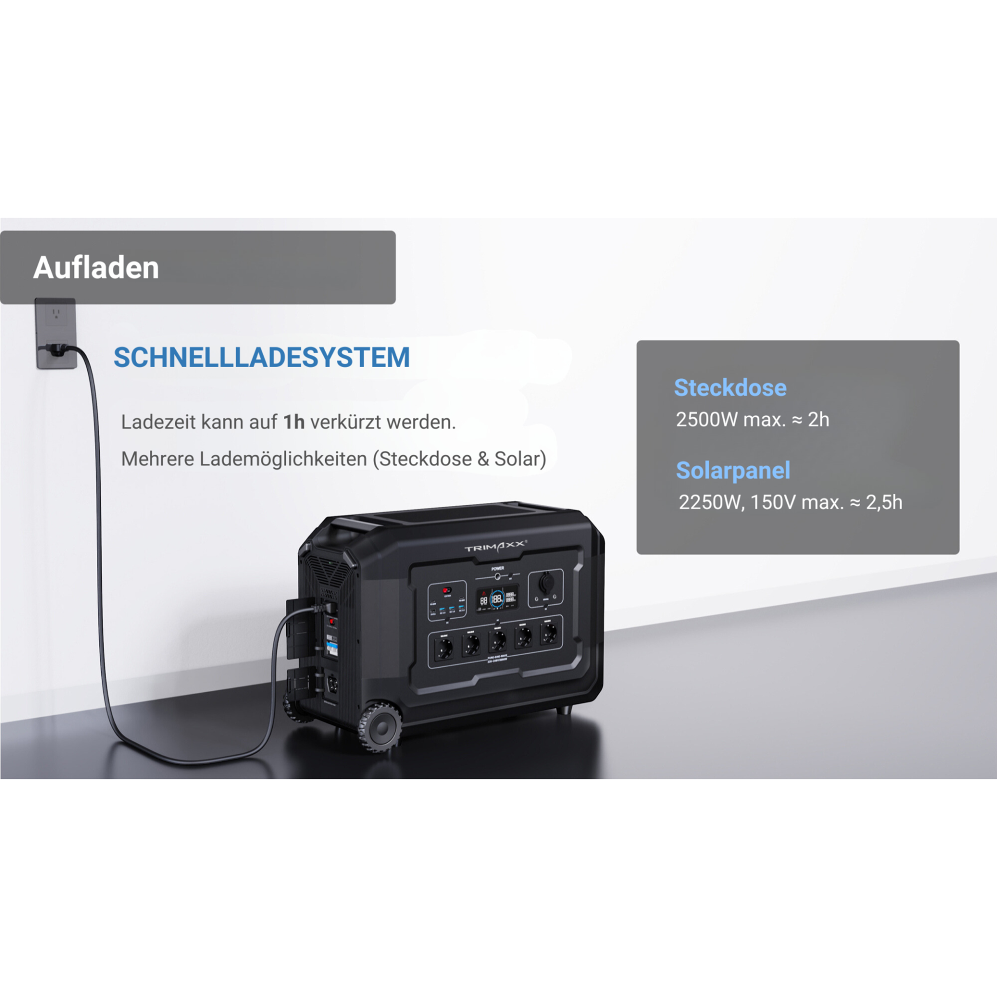 TRIMAXX PPS 3.0 professional Portable Powerstation  3072 Wh LiFePo4  Tragbare Stromversorgung in Kofferformat inkl. Wechselrichter bis 3600 Watt Dauerlast