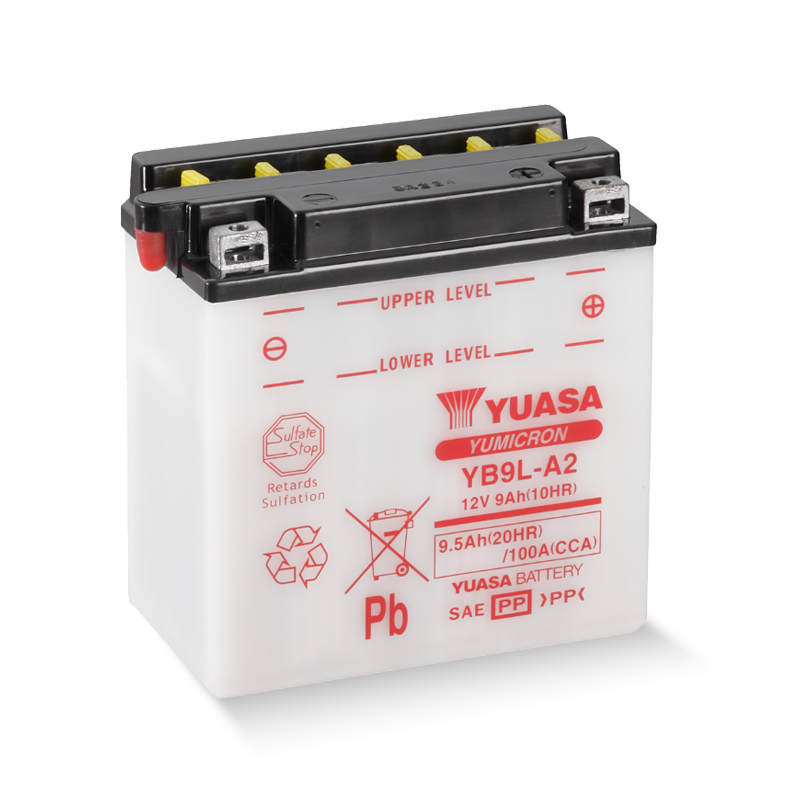 YUASA YB9L-A2 / 50916 12V 9,5Ah/C20 - 100A (EN) Motorradbatterie