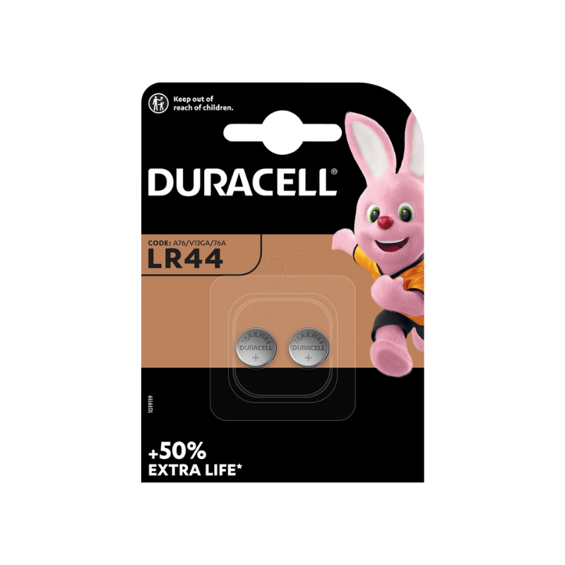 Duracell LR44 Knopfzelle Blister á 2 Stk. Alkaline 1,5V 105mAh