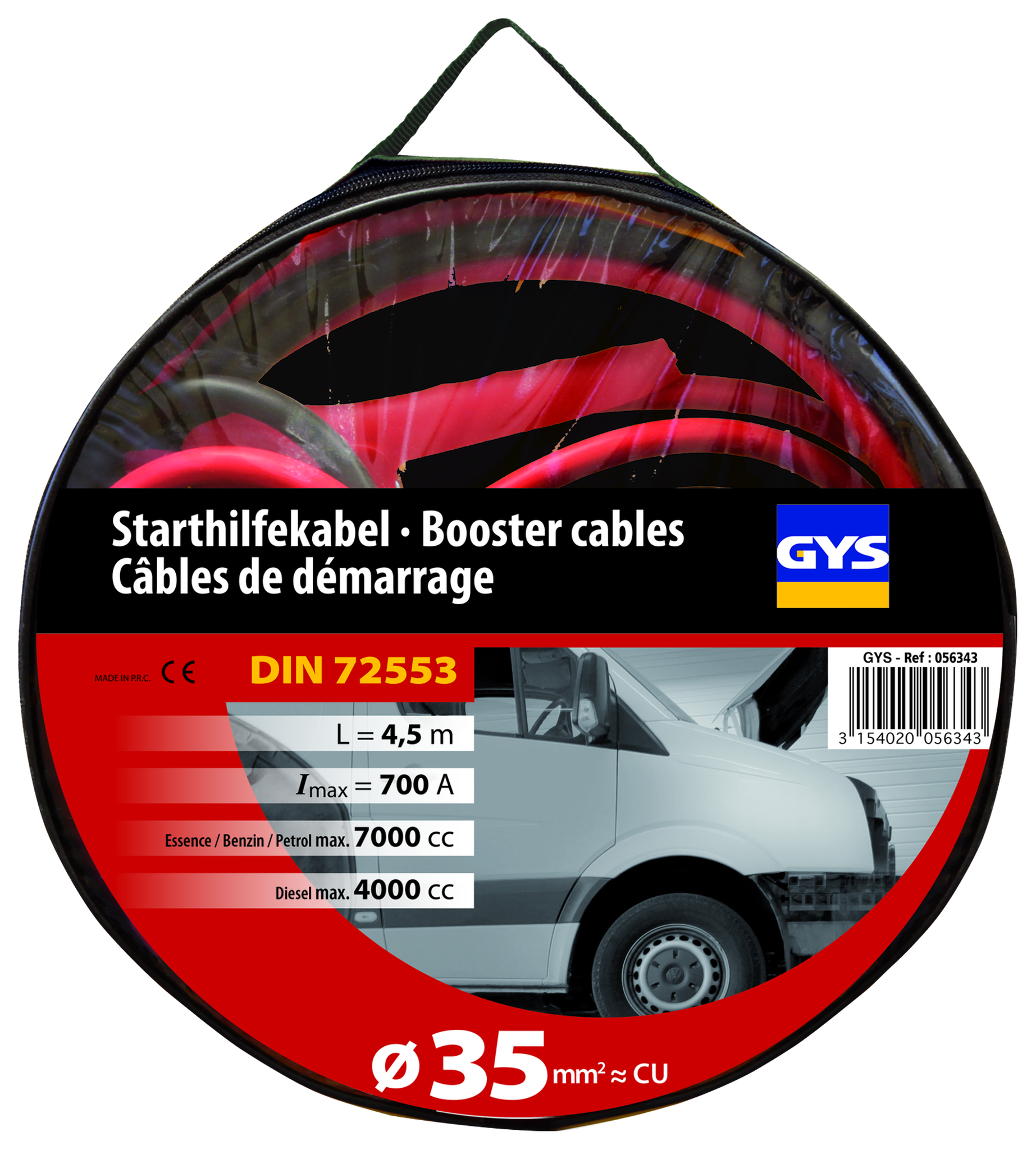 GYS Starthilfekabel max. 700 A - 35 mm² - 4,5 m
