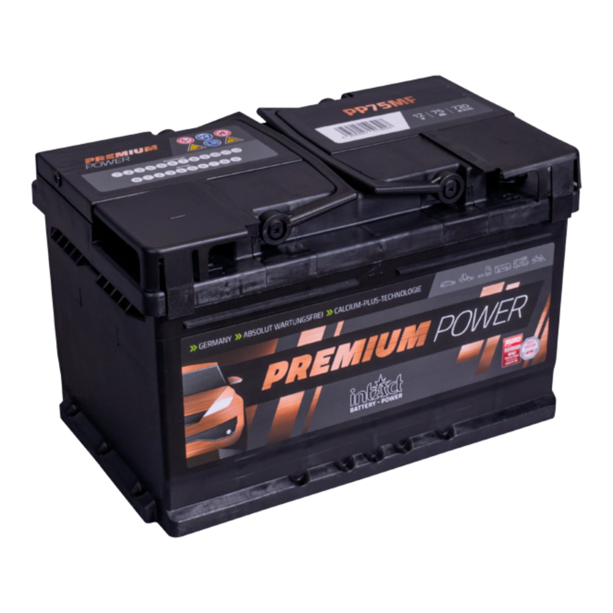 intAct Premium-Power PP75MF - Autobatterie 12V, 75,00Ah, 720A