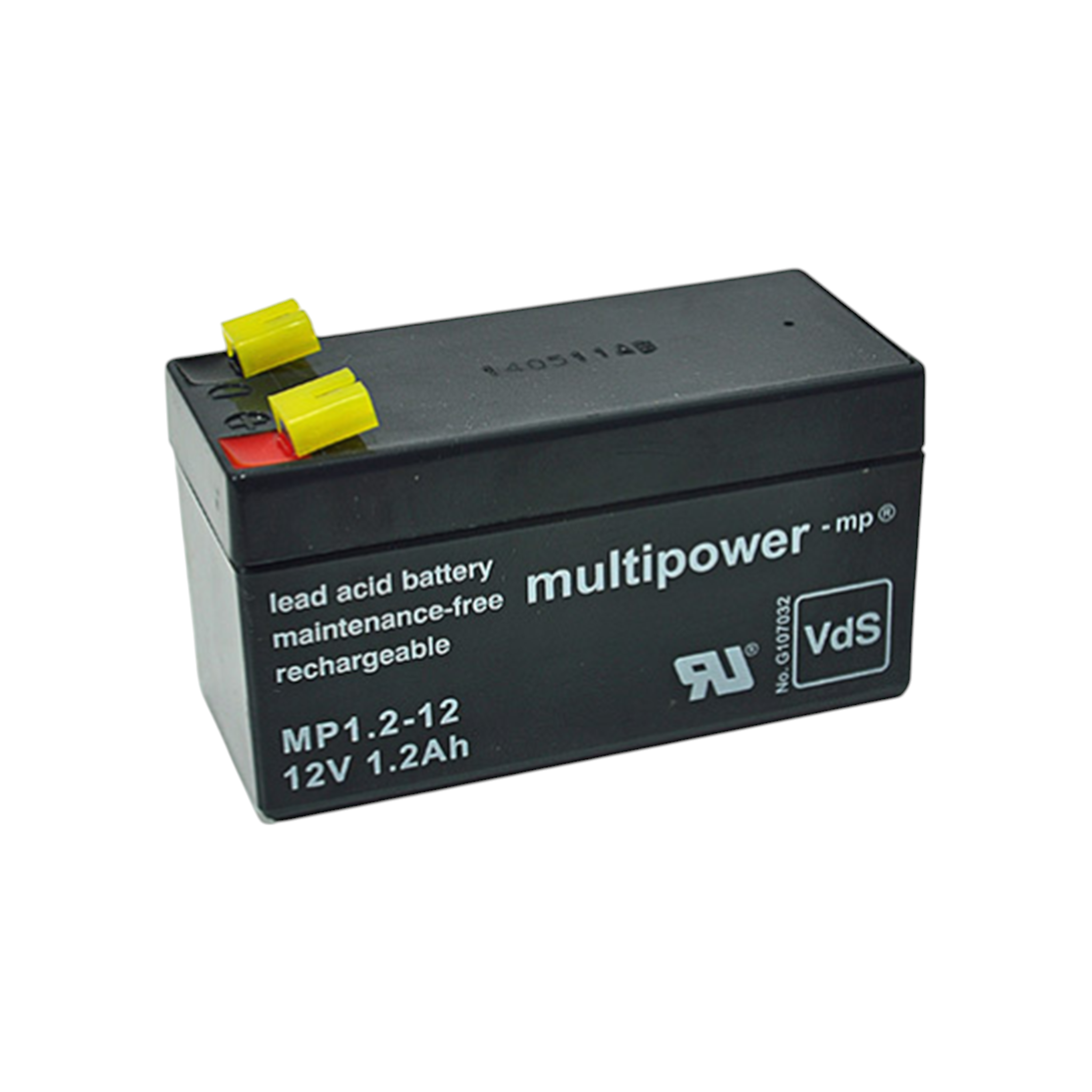 MULTIPOWER MP1.2-12 VdS AGM Akku Pb 12V 1,2Ah 4,8mm Fastonstecker