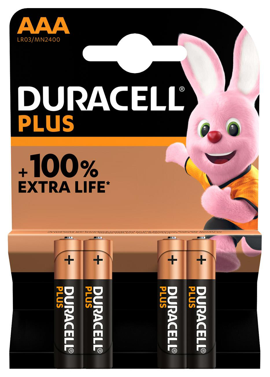 DURACELL Plus 100% Power  MN2400-K4 Blister á 4 Stk Alkaline Batterie 1,5V LR03 AAA Micro DURACELL Plus 100% Power  MN2400-K4 Blister á 4 Stk Alkaline Batterie 1,5V LR03 AAA Micro