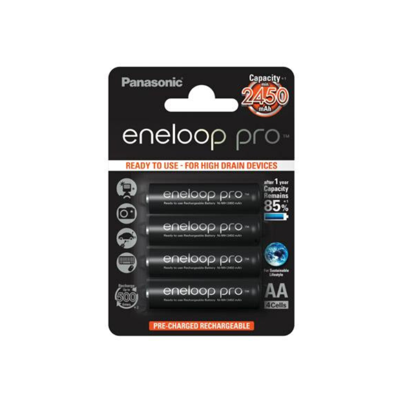 PANASONIC eneloop pro AA 4er-Blister Akku 2500mAh Mignon BK-3HCDE/4BE PANASONIC eneloop pro AA 4er-Blister Akku 2500mAh Mignon BK-3HCDE/4BE