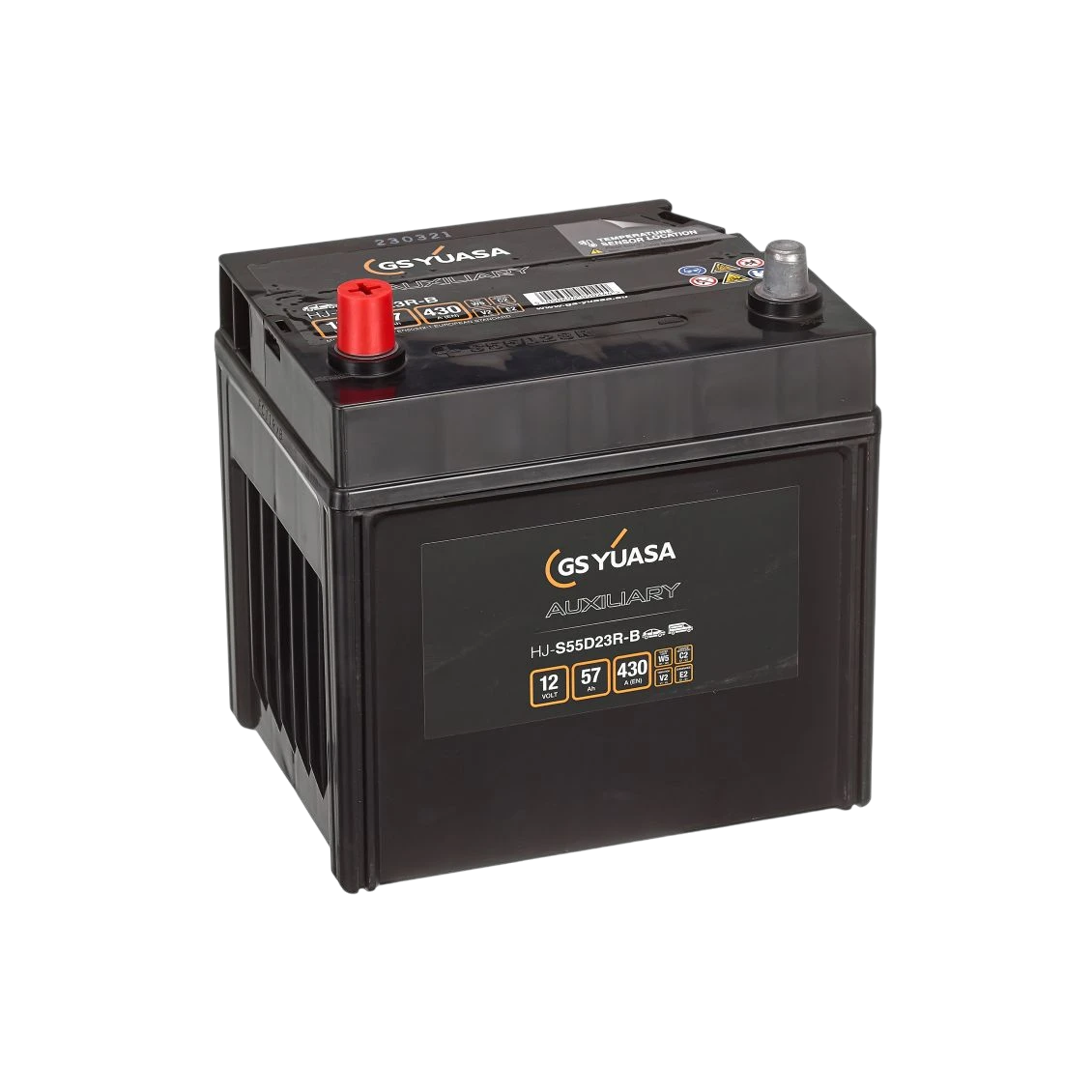 YUASA HJ-S55D23R-B AGM Starterbatterie 12V 57Ah 430A