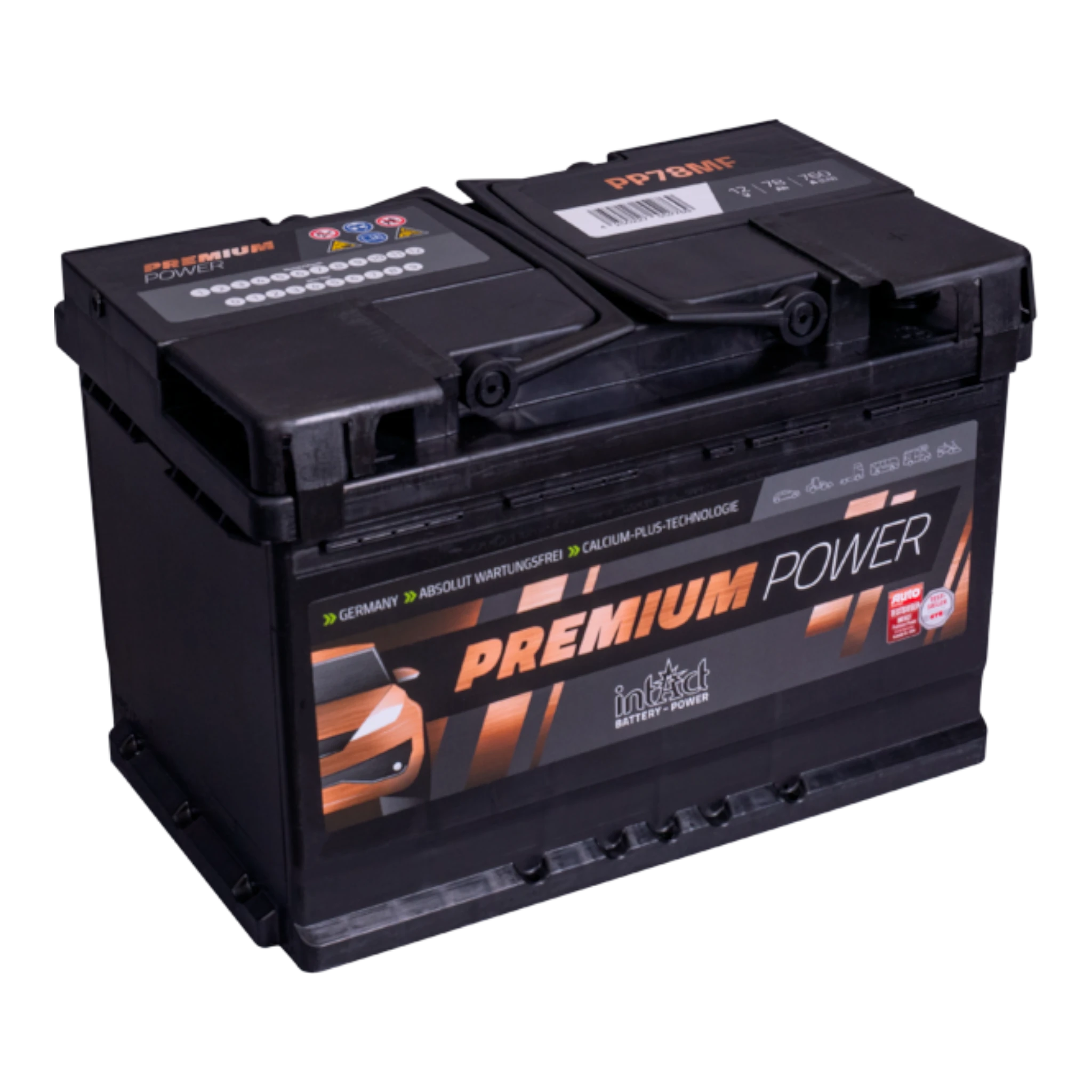 intAct Premium-Power PP78MF - Autobatterie 12V, 78,00Ah, 760A