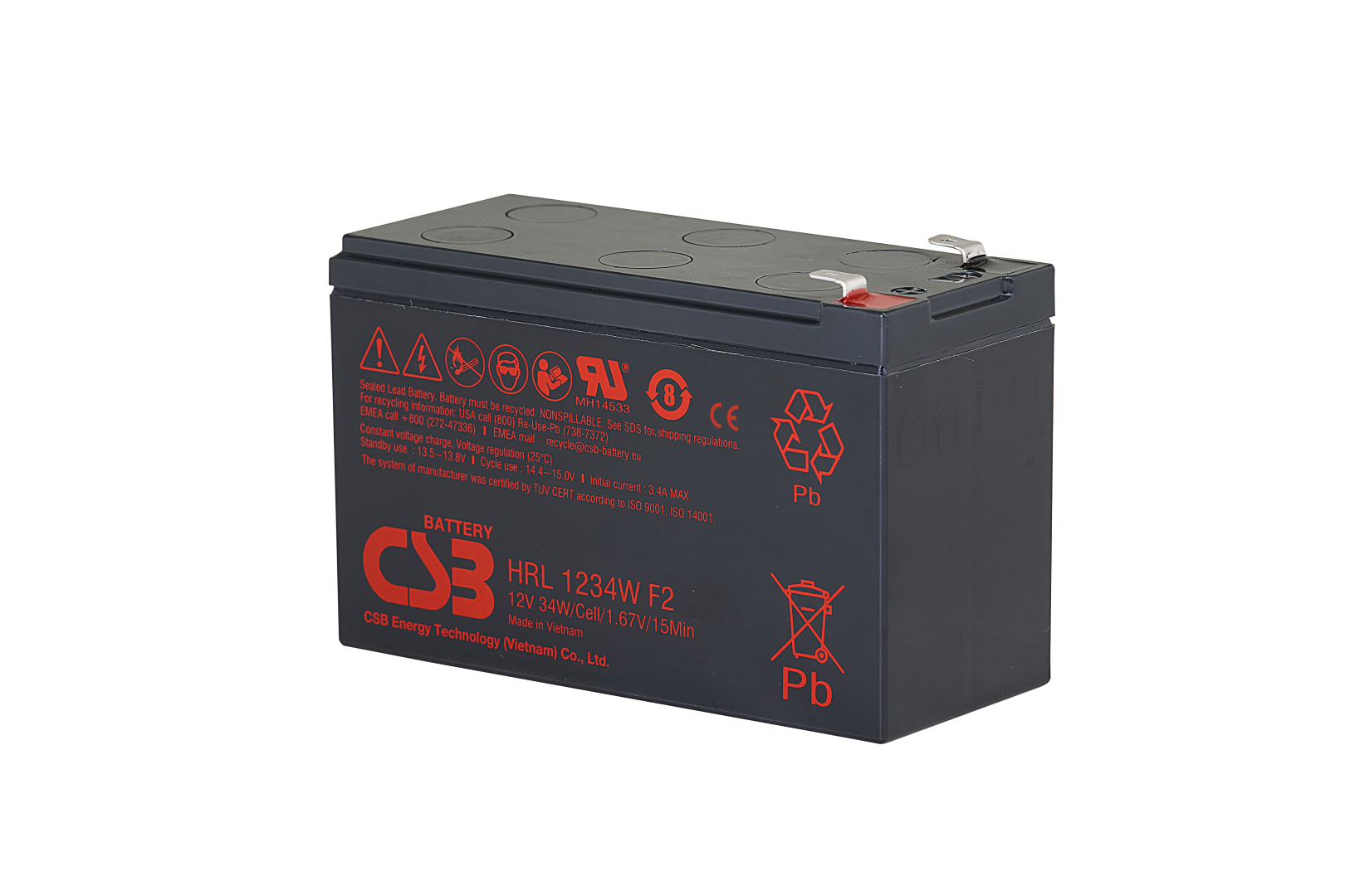CSB HRL1234W F2FR High Rate Long Life  AGM Akku Pb 12V 9Ah 34W@15min
