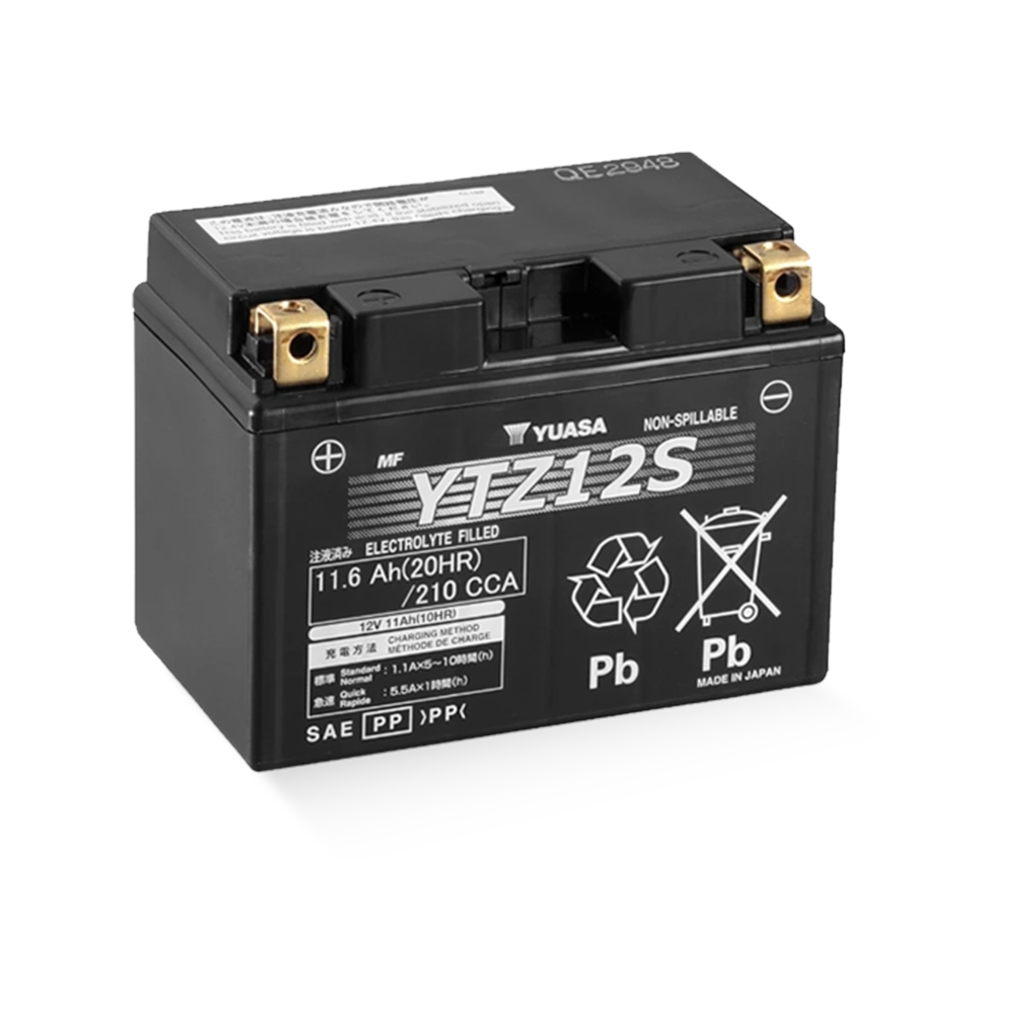 YUASA YTZ12S 12V 11,6Ah/C20 - 210A (EN) Motorradbatterie WF