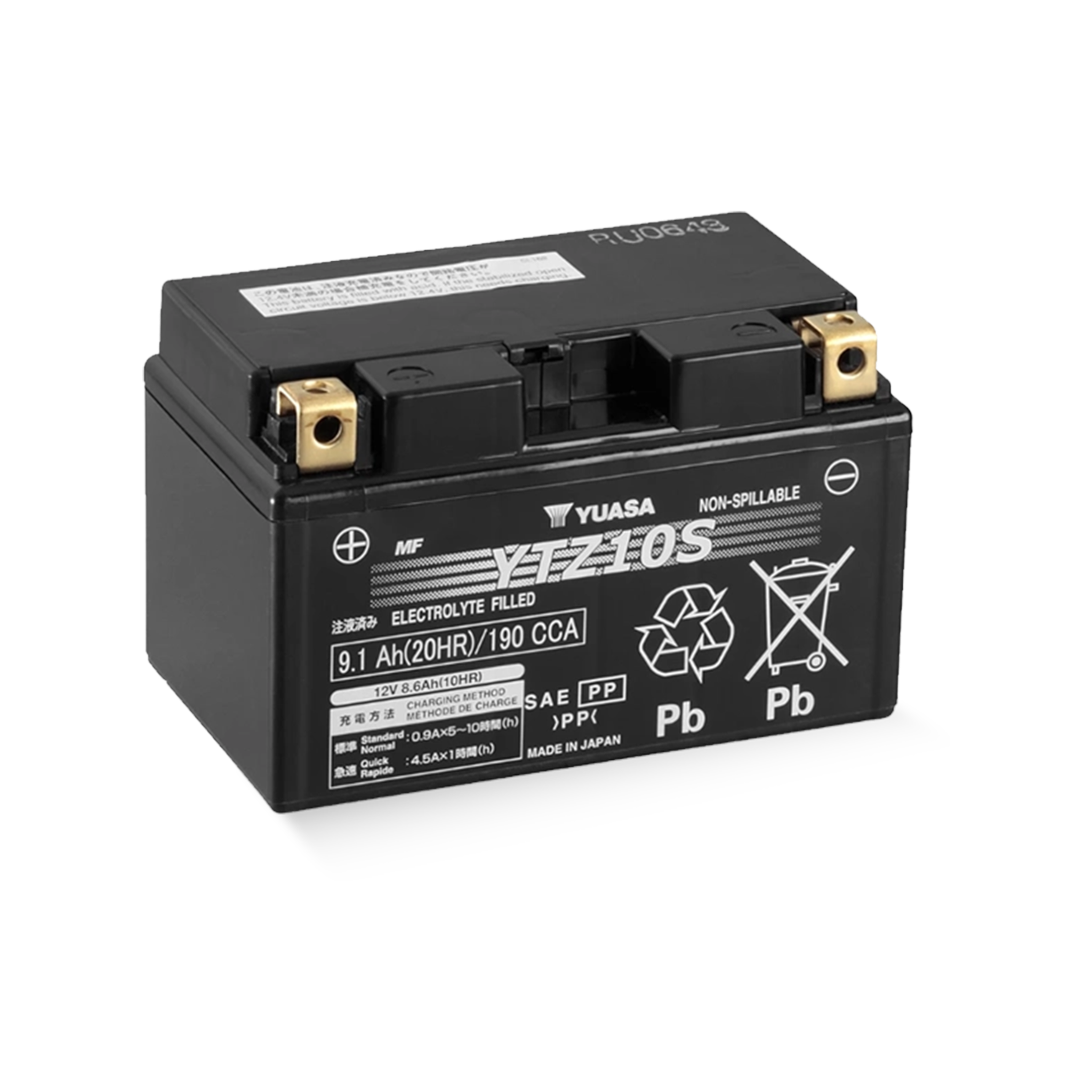 YUASA YTZ10S 12V 9,1Ah/C20 - 190A (EN) Motorradbatterie WF