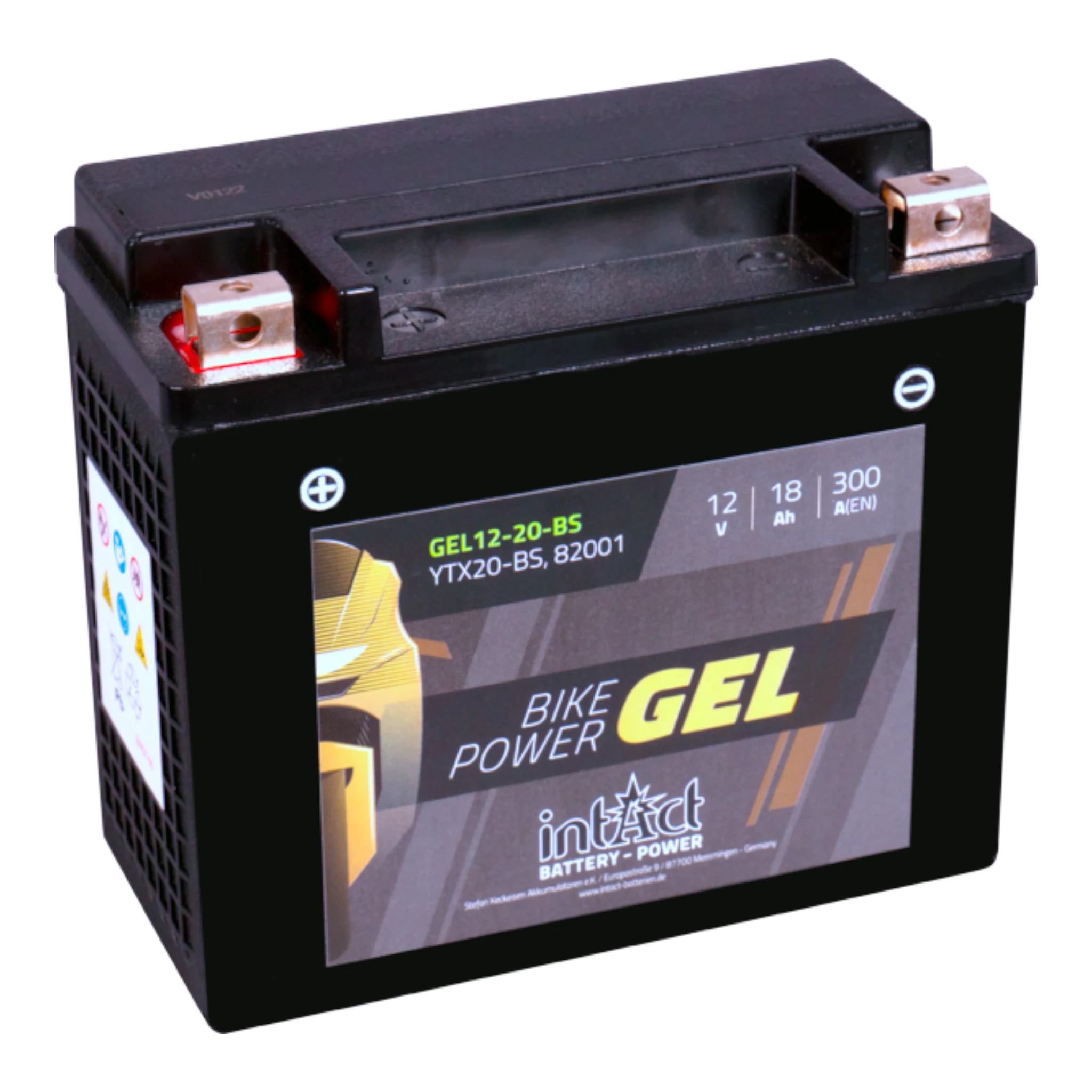 intAct Bike-Power GEL GEL12-20-BS - Gel Motorradbatterie YTX20-BS - 12V, 18Ah, 300A