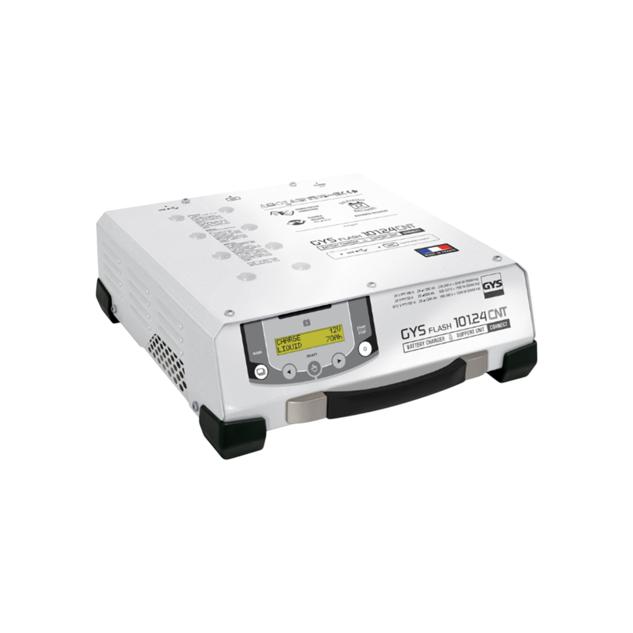 GYSFLASH 101.24 CNT FV Ladung: für Blei-Säure- und Lithium-Batterien mit  6,12,16 oder 24 V von 5 bis 1200Ah