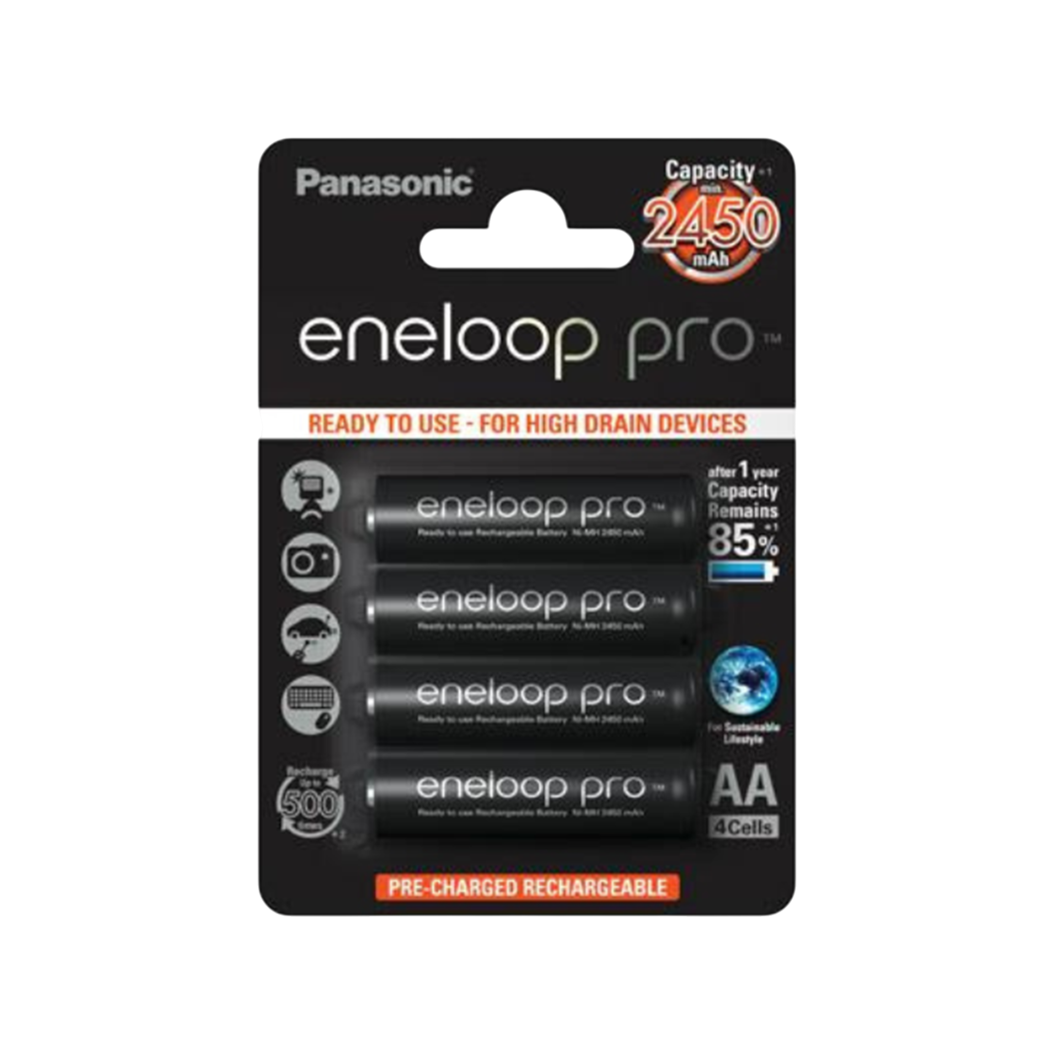 PANASONIC eneloop pro AA 4er-Blister Ni-MH Akku 1,2V 2500mAh Mignon BK-3HCDE/4BE
