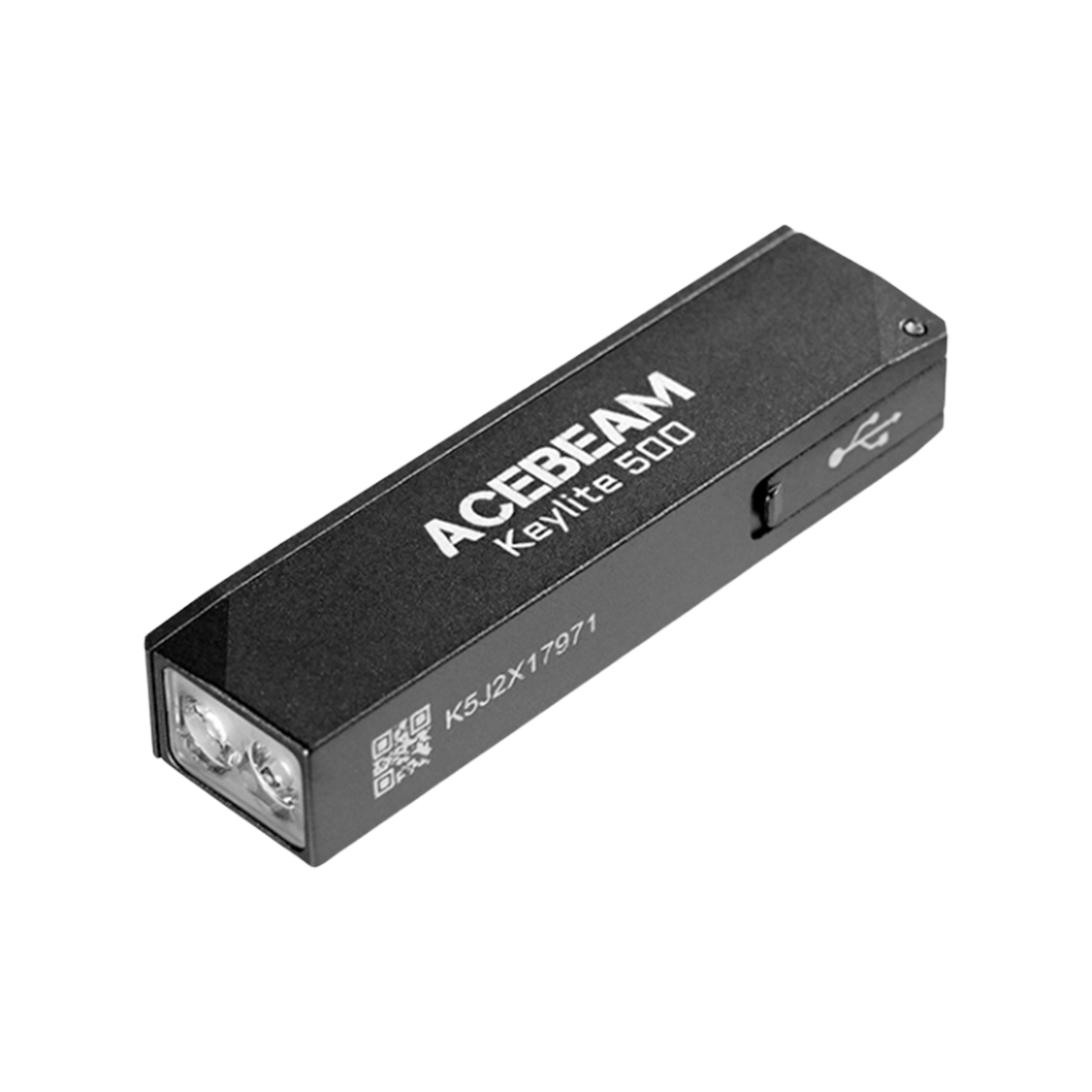 Acebeam Keylite 500 schwarz  500 Lumen, aufladbar über USB-C, Doppelte LEDs Ultrakompakt, 6 Modi, Wasserfest, Leuchtdauer 12h