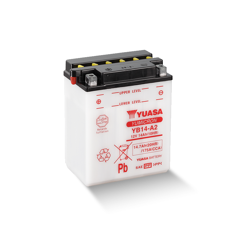 YUASA YB14-A2 / 51412 12V 14,7Ah/C20 - 175A (EN) Motorradbatterie